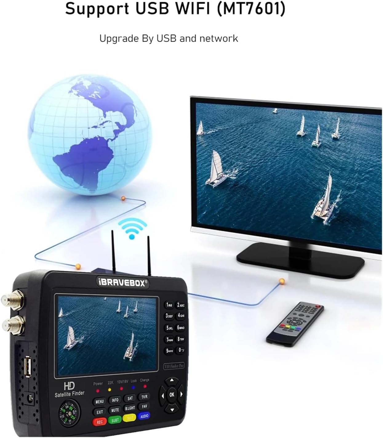 V10 Finder Pro Satellite Meter DVB-S2/S2X DVB-T2/T H.265 Vs Kpt 717st Plus Gtmedia V8 Finder Pro2 Dvb T2 Satfinder(V10 Finder WiFi)