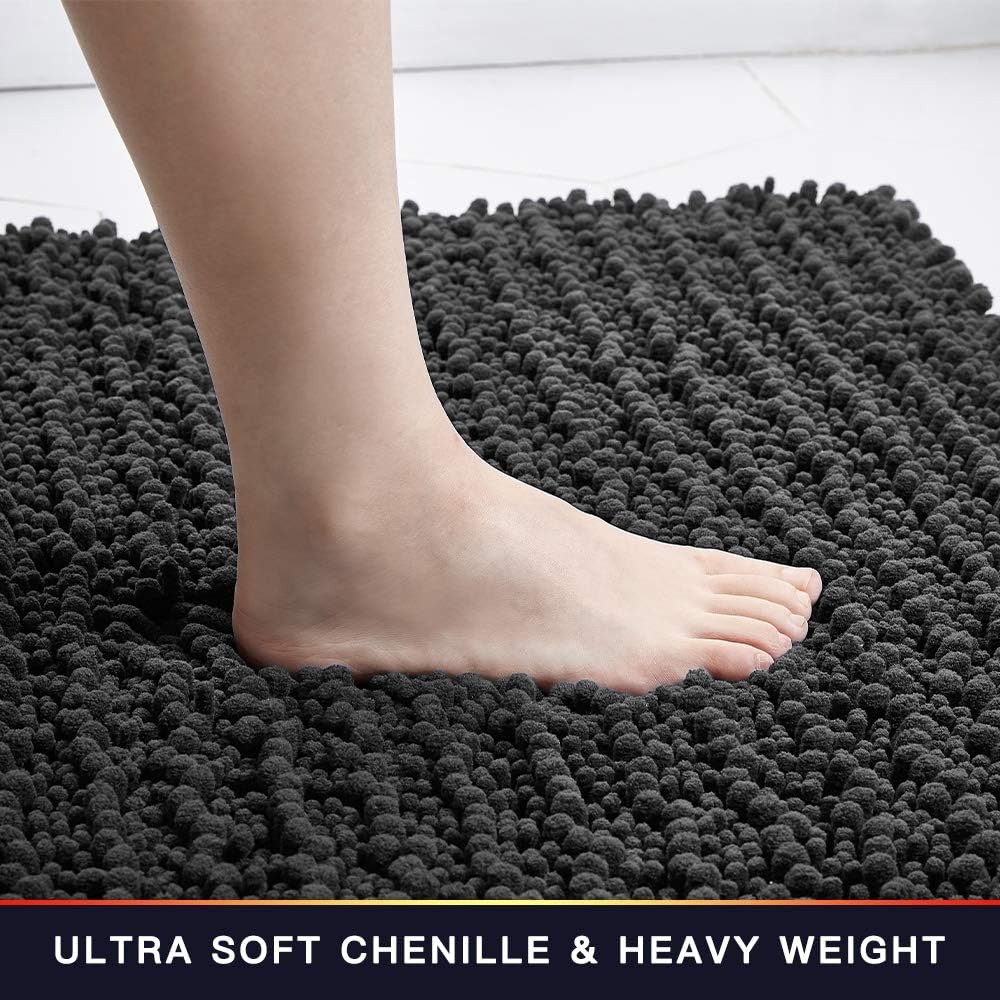 Walensee Bathroom Rug Non Slip Bath Mat (24x17 Inch Blush) Water Absorbent Super Soft Shaggy Chenille Machine Washable Dry Extra Thick Perfect Absorbant Best Small Plush Carpet for Shower Floor