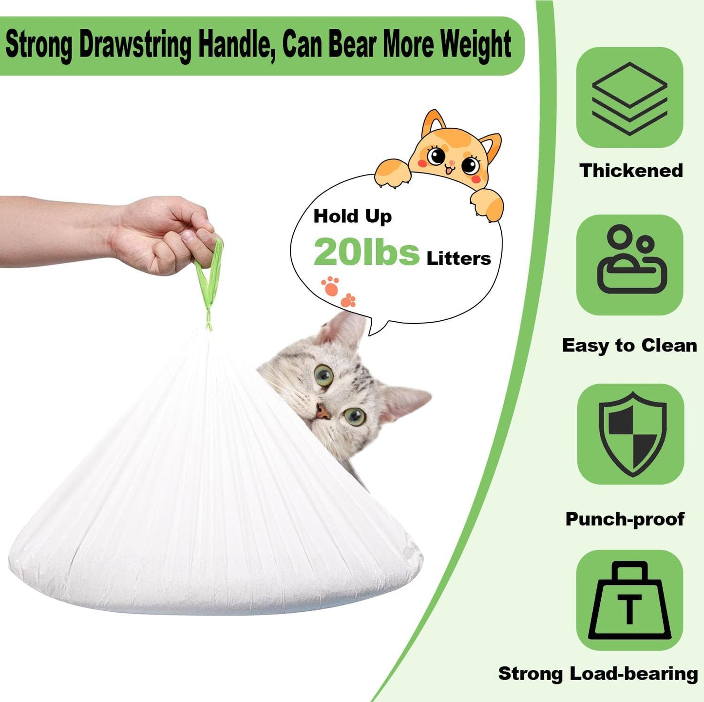 Rastalola Official® 120 Pack Cat Litter Bags with Drawstring, Compatible with Litter Robot 3 & 4, 10-12 Gallons (Sold by Ameroliy-US Store)