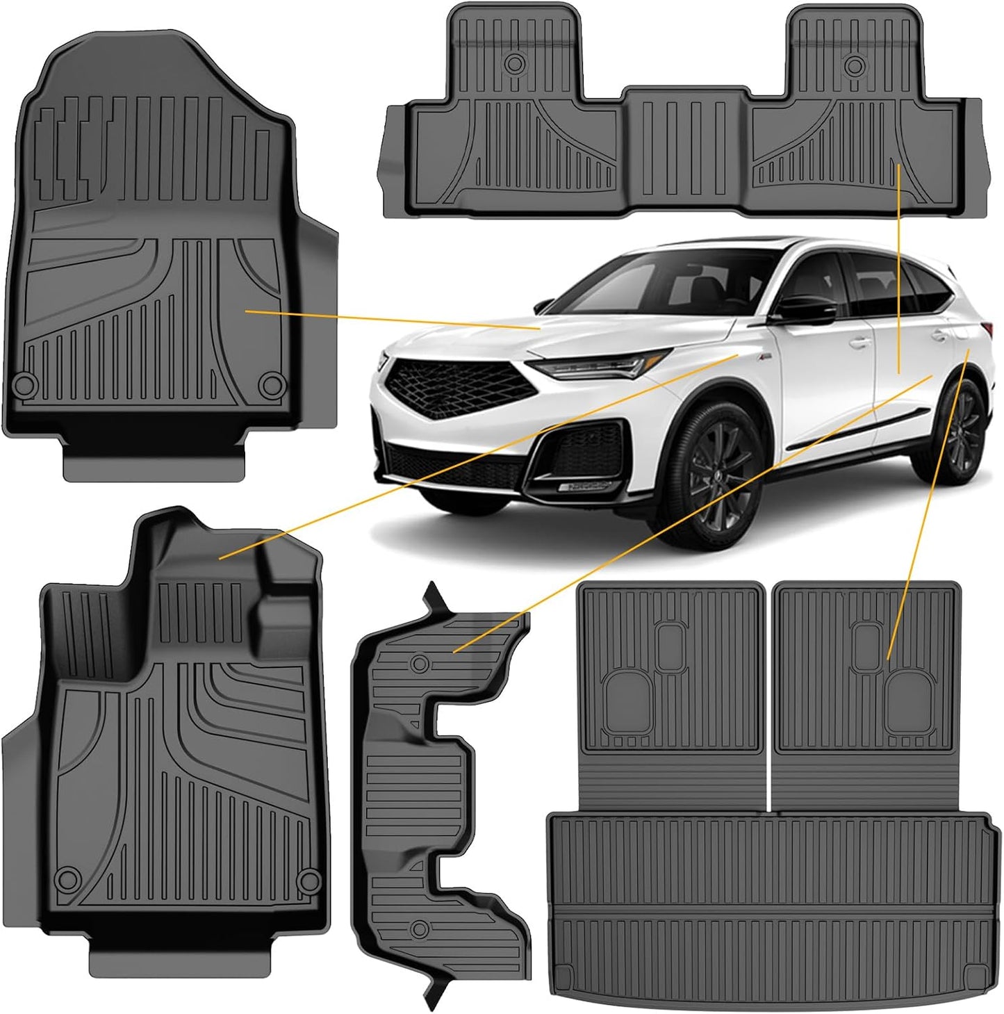 AOMSAZTO Floor Mats & Trunk Mat for 2024 2025 Chevy Equinox EV (Non Fuel),TPE All Weather Protection 2 Rows Car Floor Liners with Cargo Liner for Chevrolet Equinox EV (Non Fuel)