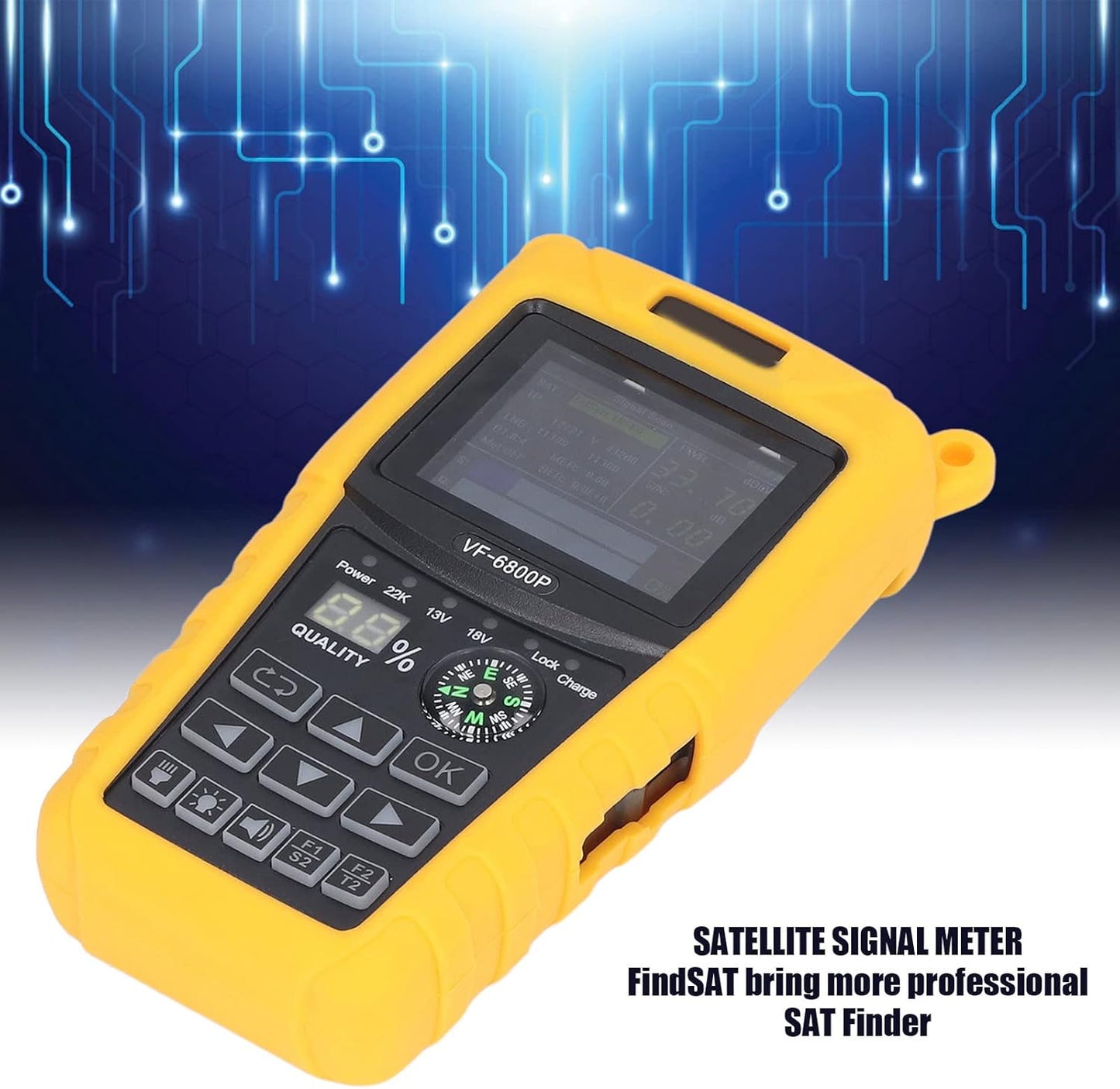 Satellite Finder, Portable Satellite Finder 2.4inch TFT LCD Professional HD Digital Satellite Finder Meter for Testing Strength, SNR, MER and More (US Plug)