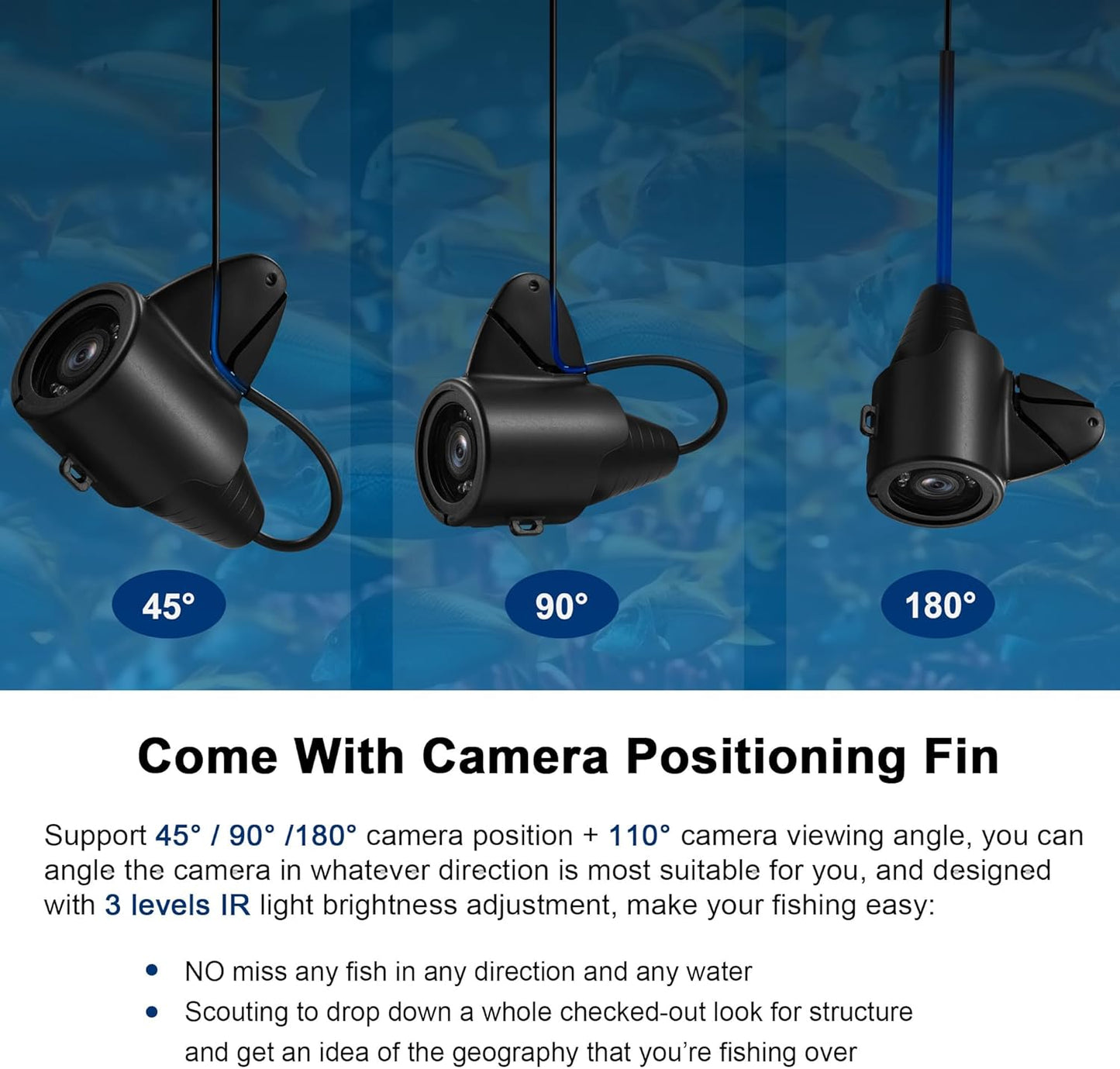 MOOCOR Underwater Fishing Camera, Portable Fish Finder Camera HD 1000 TVL Infrared LED Waterproof Camera with 4.3 Inch LCD Monitor for Ice Lake Sea Boat Kayak Fishing