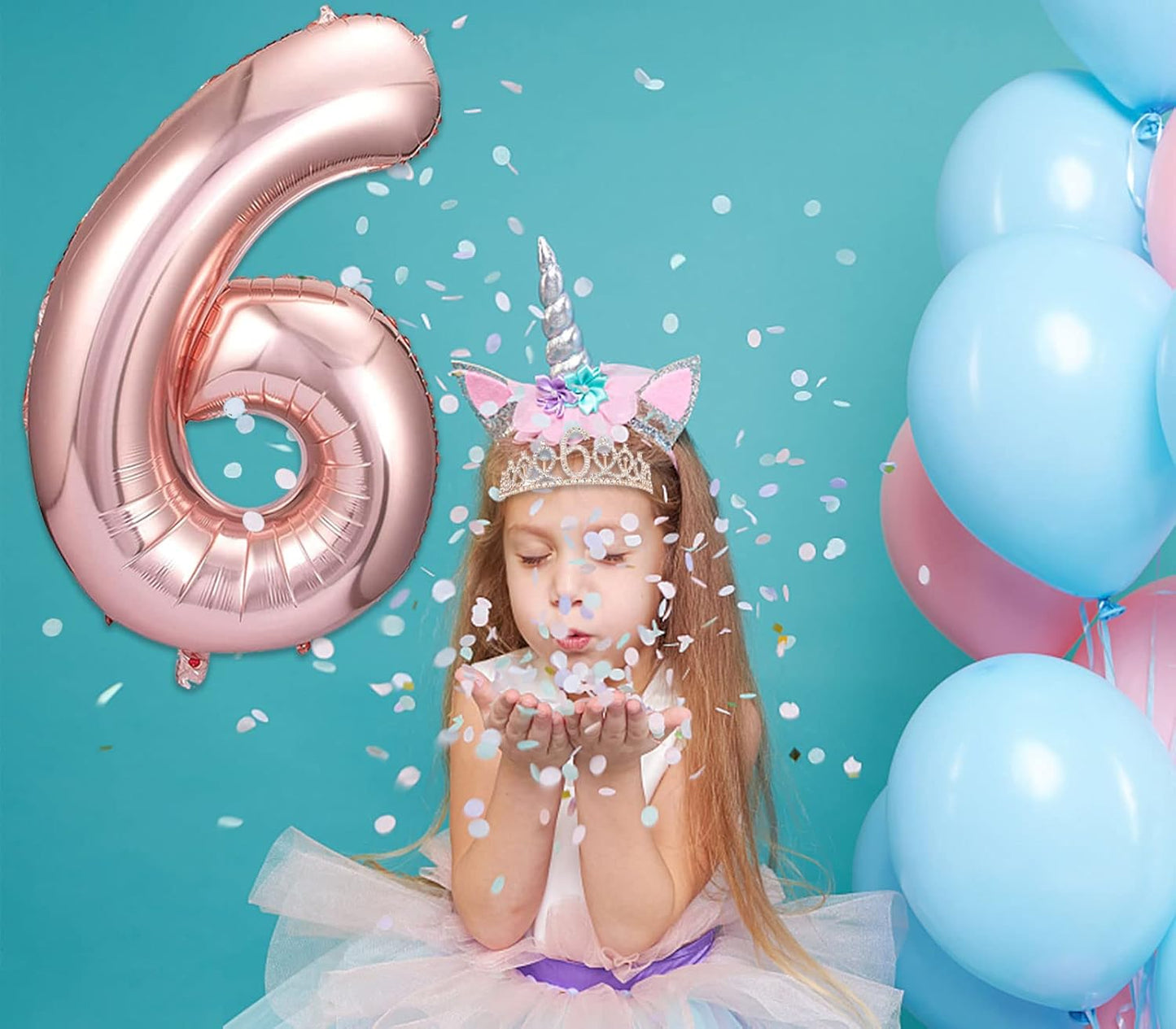 8pcs 40th Birthday Decorations gifts for Women, Including 40th Happy Birthday Cake Topper, Queen Sash with Pearl Pin, Sweet Rhinestone Tiara Crown for Women, Number Candles and Balloons (Rose Gold)