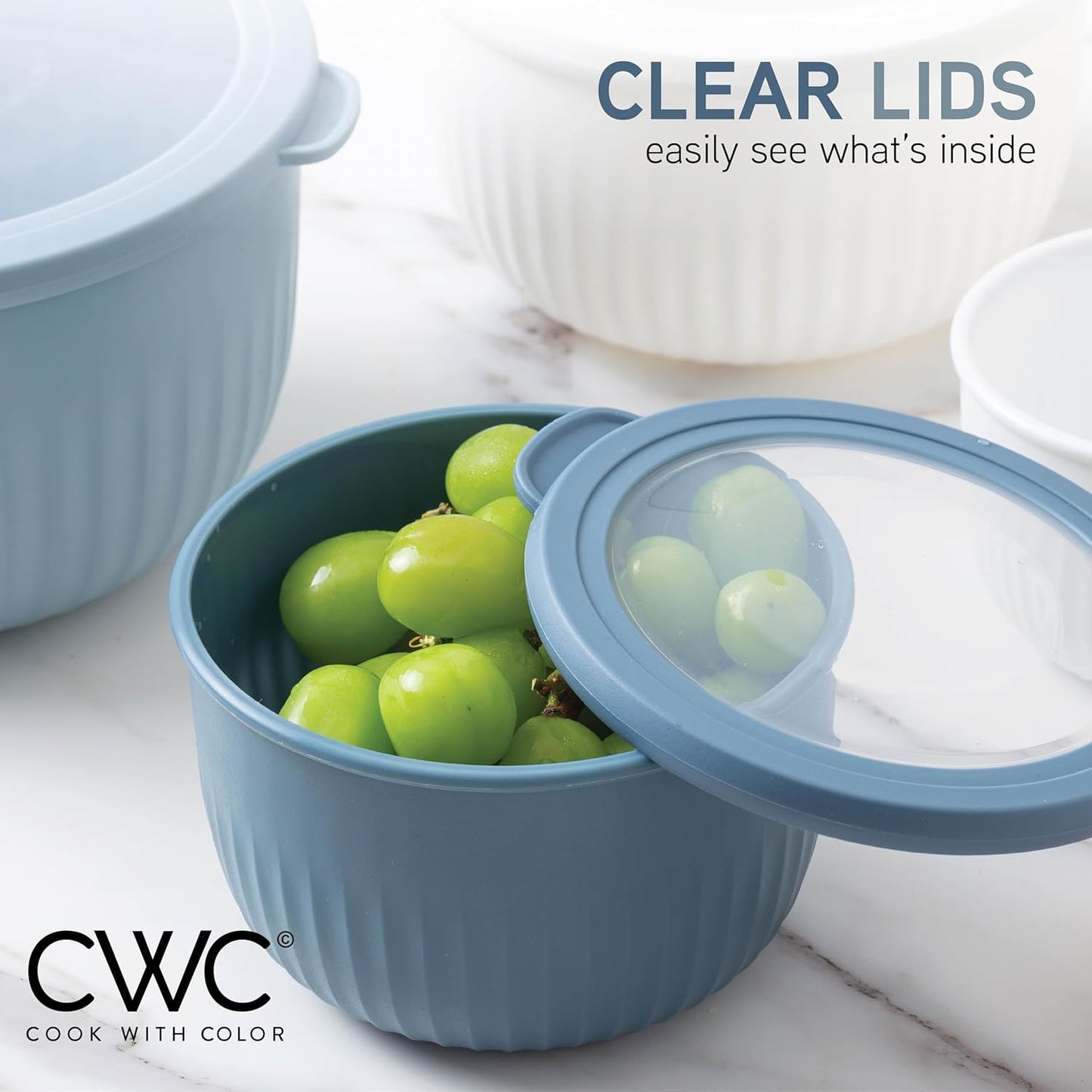 COOK WITH COLOR Prep Bowls with Lids- 8 Piece Nesting Plastic Small Mixing Bowl Set with Lids (Teal Ombre)