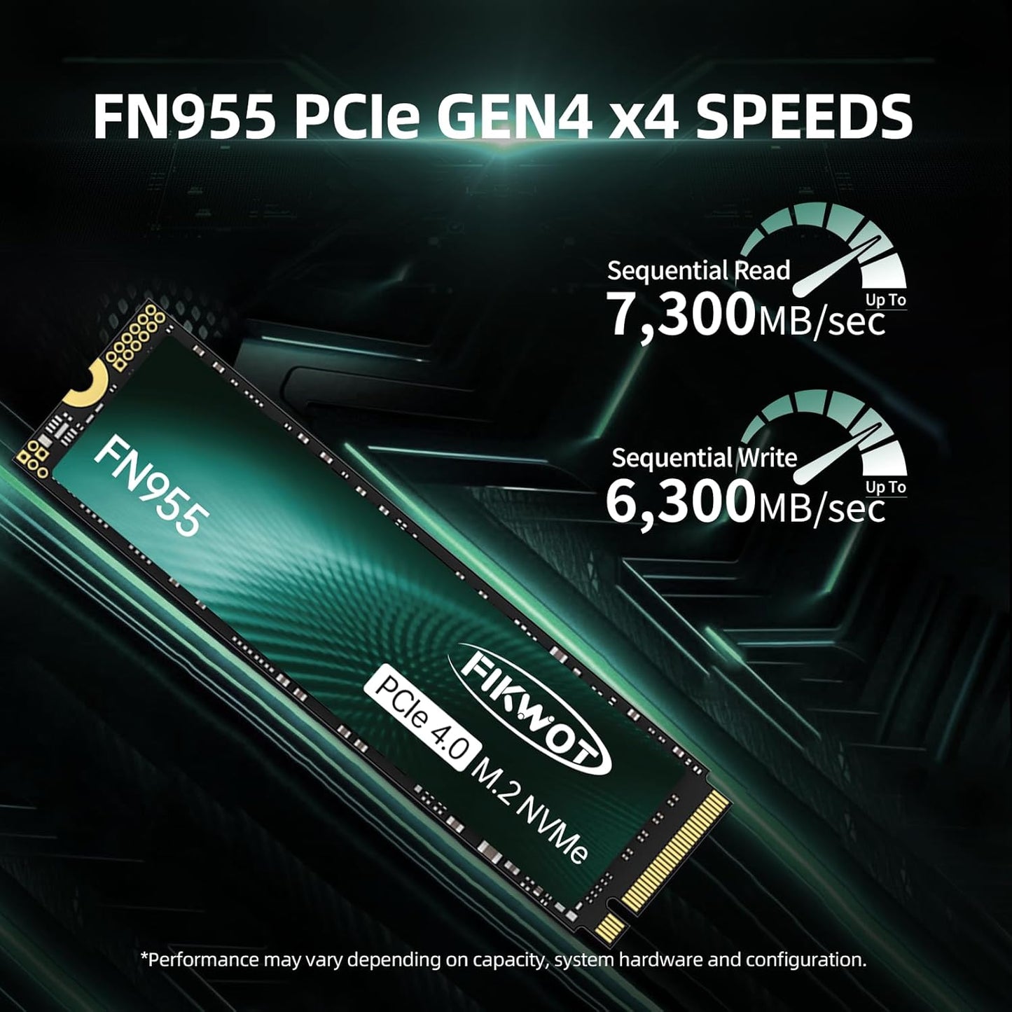 Fikwot FN970 2TB M.2 2280 PCIe Gen4 x4 NVMe 1.4 Internal Solid State Drive with Heatsink - Speeds up to 7,400MB/s, Configure DRAM Cache, Compatible PS5 Internal SSD