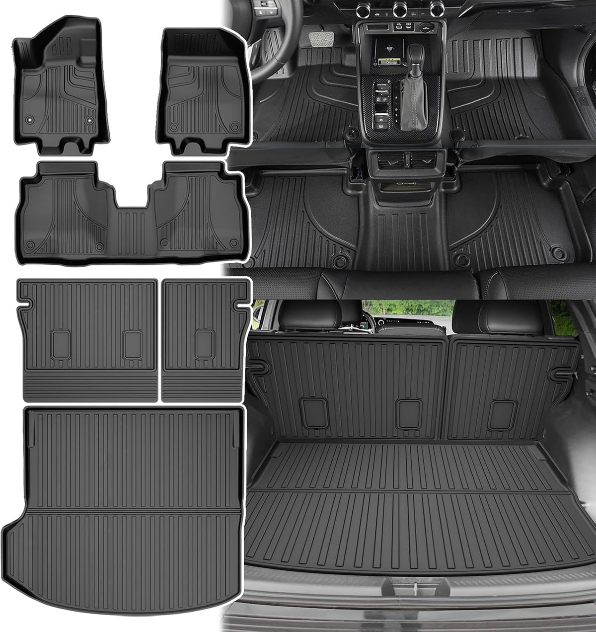 AOMSAZTO Floor Mats & Trunk Mat for 2024 2025 Chevy Equinox EV (Non Fuel),TPE All Weather Protection 2 Rows Car Floor Liners with Cargo Liner for Chevrolet Equinox EV (Non Fuel) - PuriLite