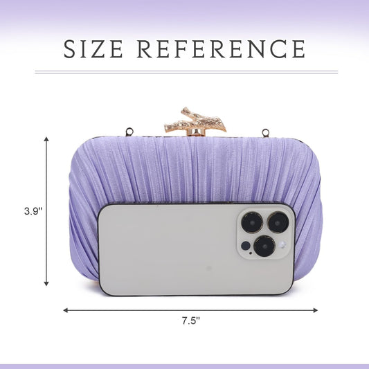 Clutch Purses for Women Evening Bag Pleated Clutch Bag with Chain Party Purses Handbag for Cocktail/Prom/Party/Wedding/Formal - PuriLite