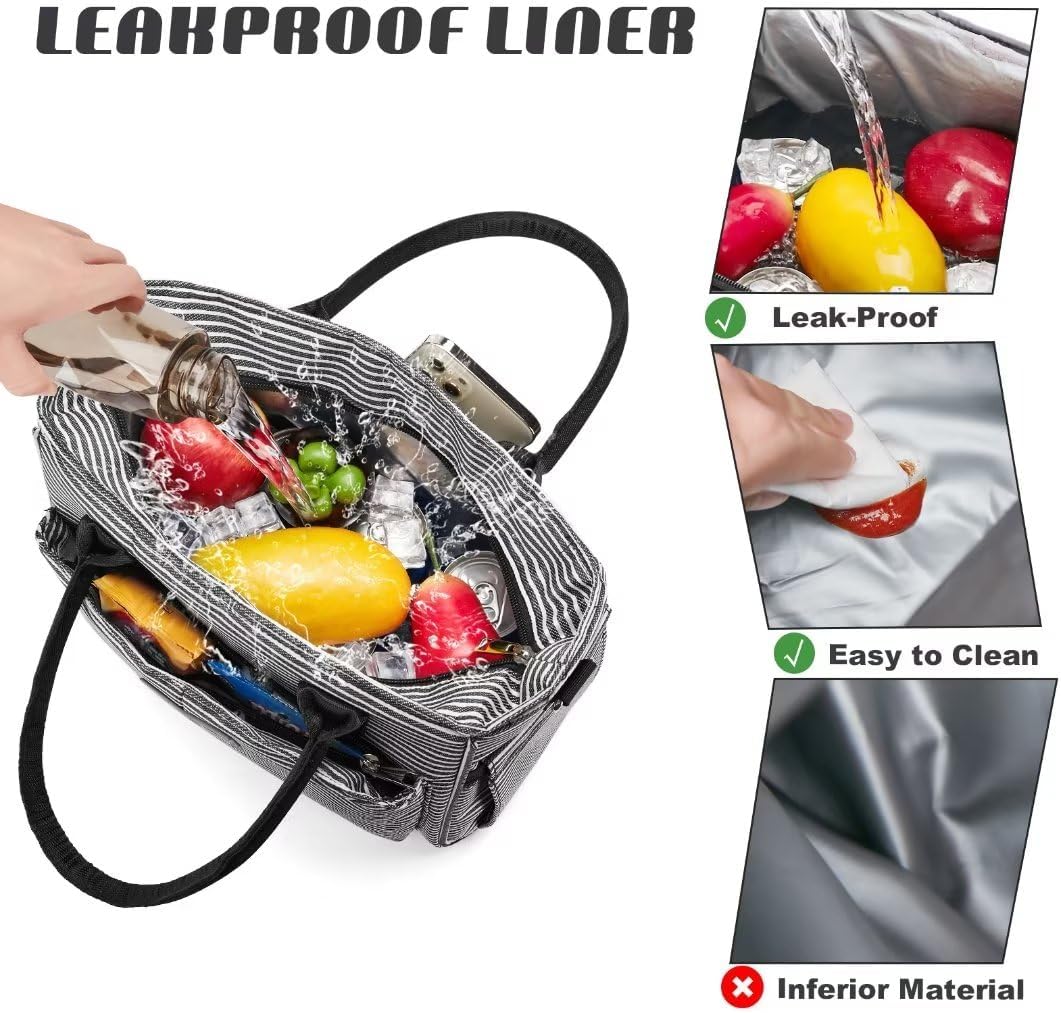 Lunch Bag for Women, Insulated Lunch Box for Work, Large Leakproof Cooler Purse with Side Pockets & Removable Shoulder Strap Women's Lunch Tote Bag for Picnic Work Beach Cute Lunch Bags (Heart)