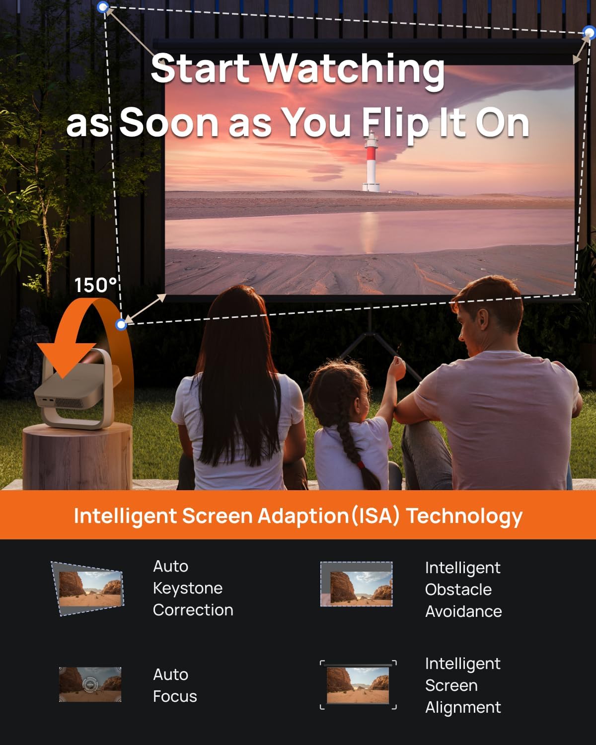 XGIMI Elfin Flip, 1080P FHD Resolution, DLP Projector, Licensed Netflix, Build-in Adjustable Stand, Lightweight and Compact Design, 400 ISO Lumens, Screen Adaption, 2 x 3W Built-in Speakers, WiFi