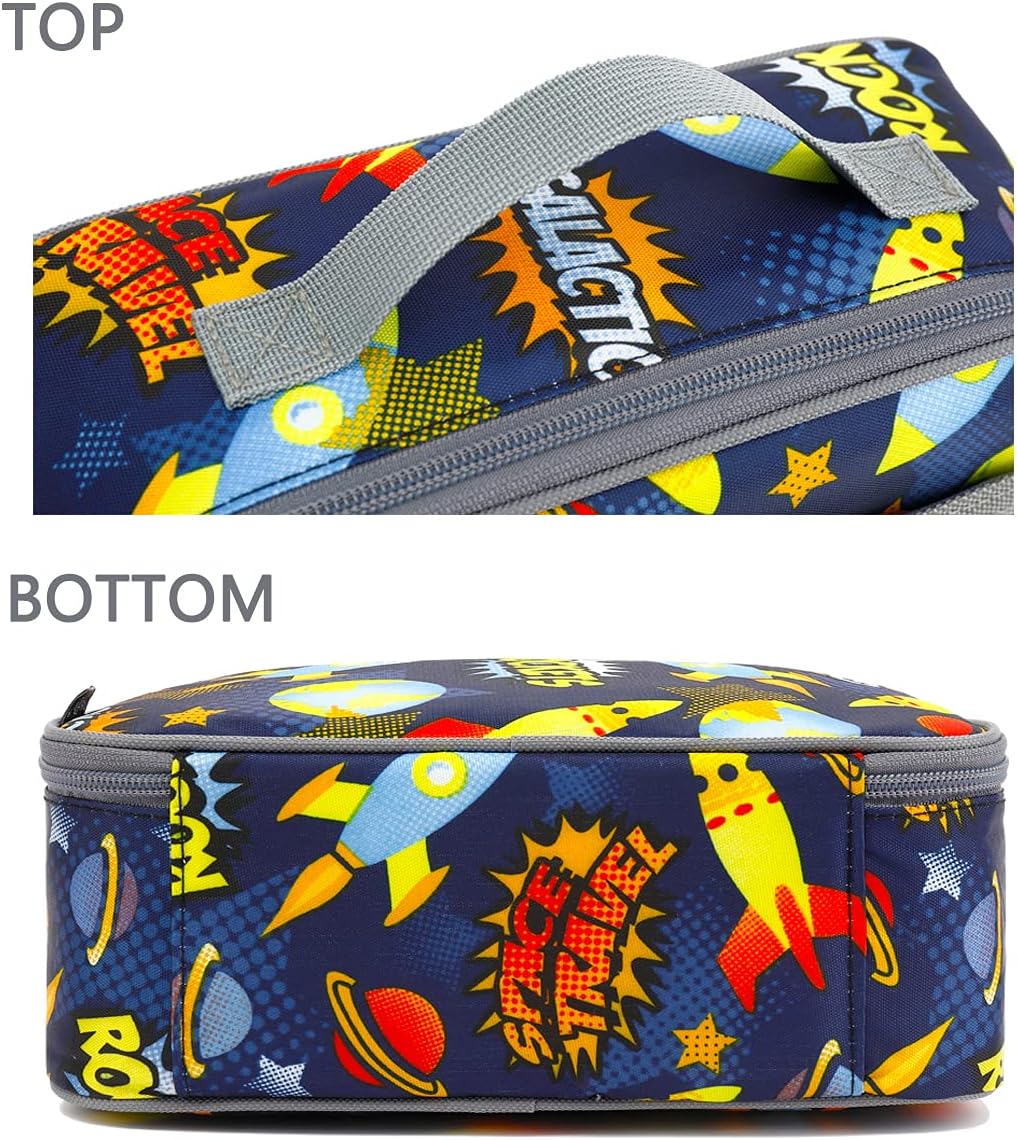 FlowFly Kids Lunch Box Insulated Soft Bag Mini Cooler Back to School Thermal Meal Tote Kit for Girls, Boys, Black