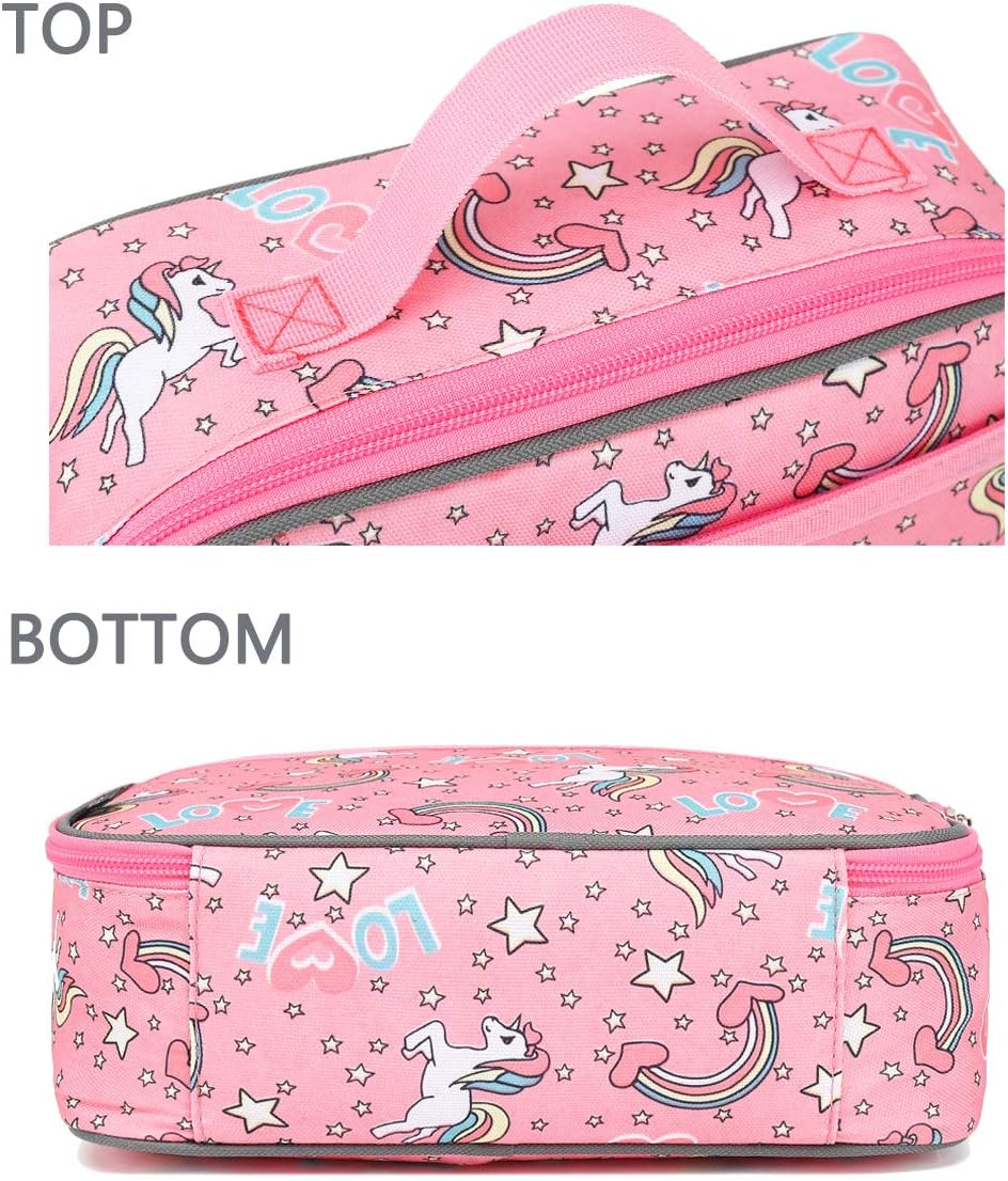FlowFly Kids Lunch Box Insulated Soft Bag Mini Cooler Back to School Thermal Meal Tote Kit for Girls, Boys, Black