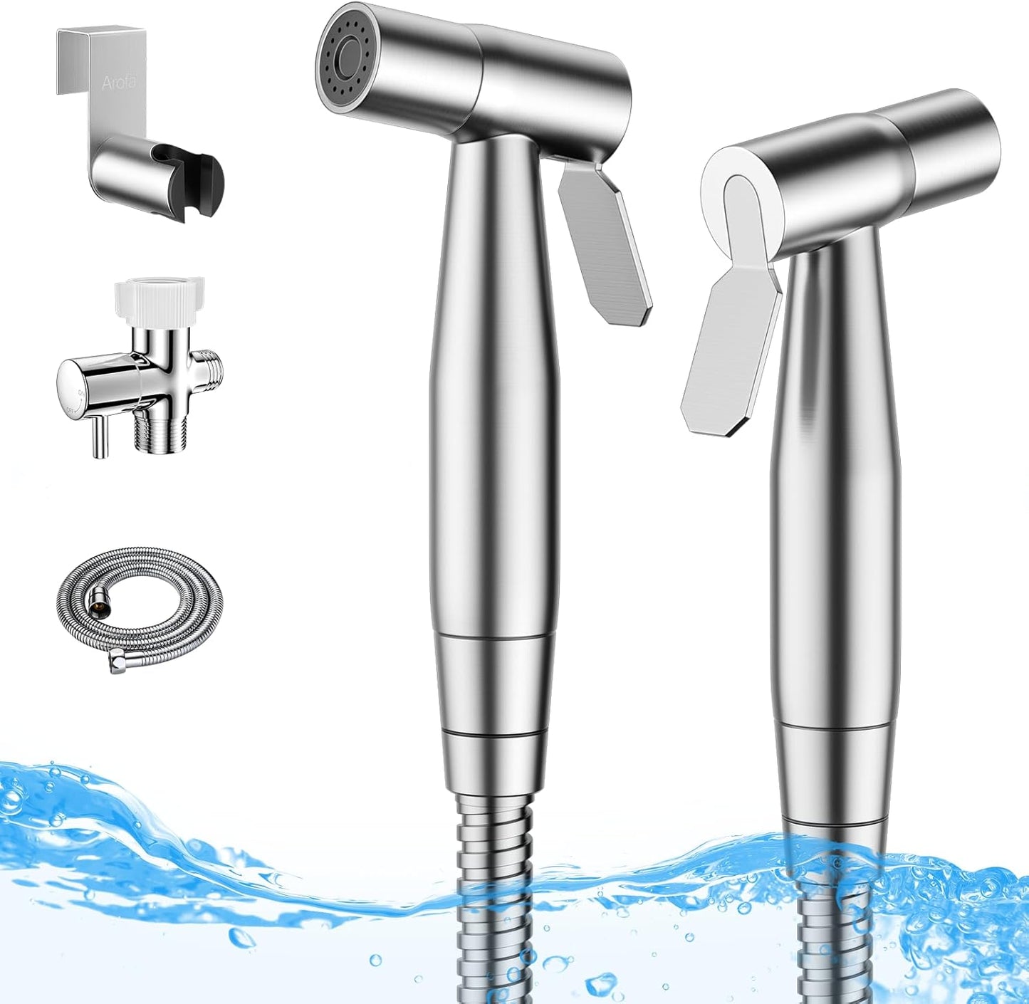 Arofa Handheld Bidet Sprayer for Toilet-Adjustable Water Pressure Control with Bidet Hose for Feminine Wash, Stainless Steel Brushed Nickel Cloth Diaper Bidet Toilet Sprayer for Baby Wash