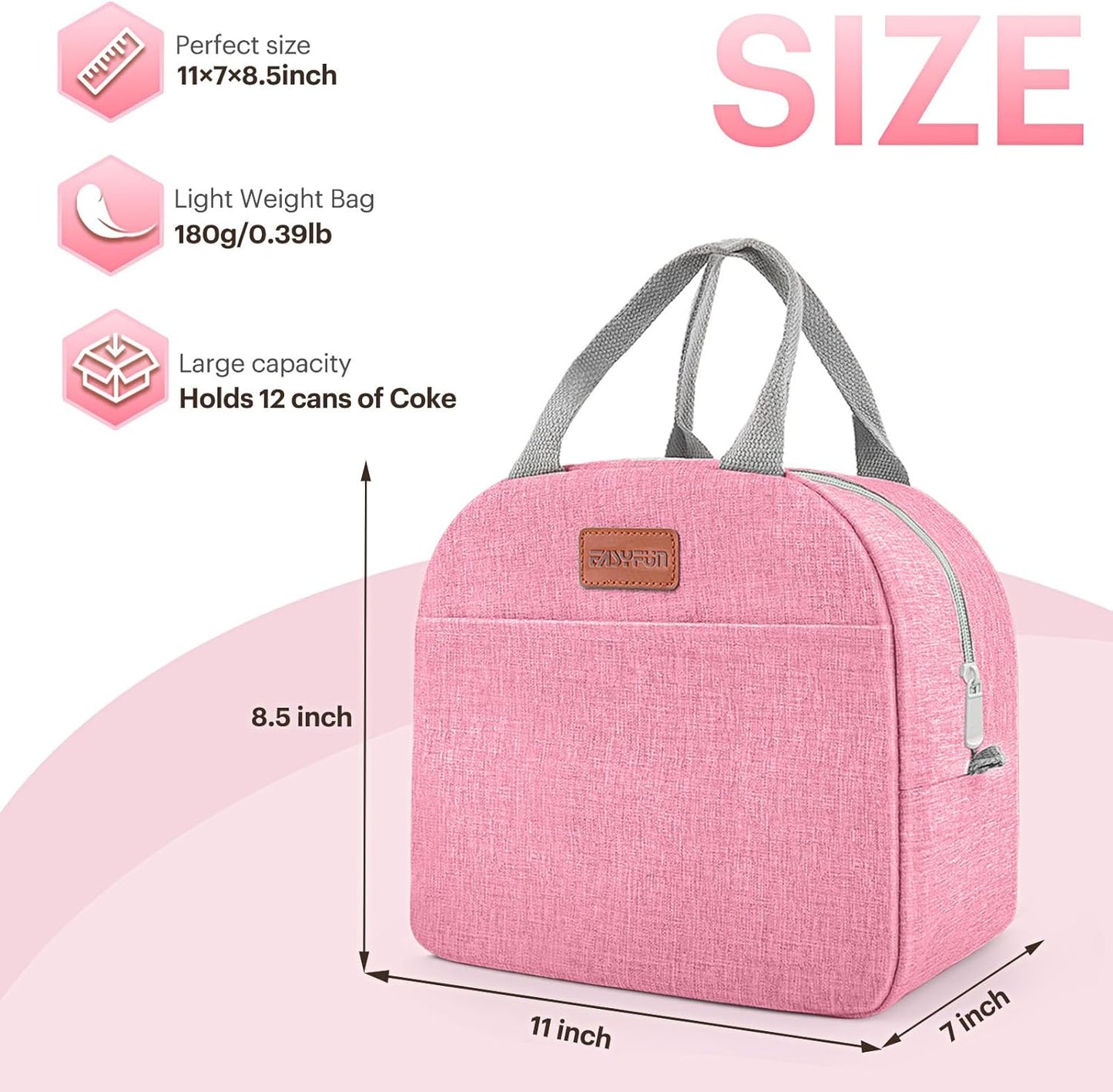 Lunch Bag for Women & Men Adult Insulated Lunch Box, Small Leakproof Cooler Food Lunch Containers Reusable High Capacity Lunch Tote Bags for Work, Travel, Outdoor