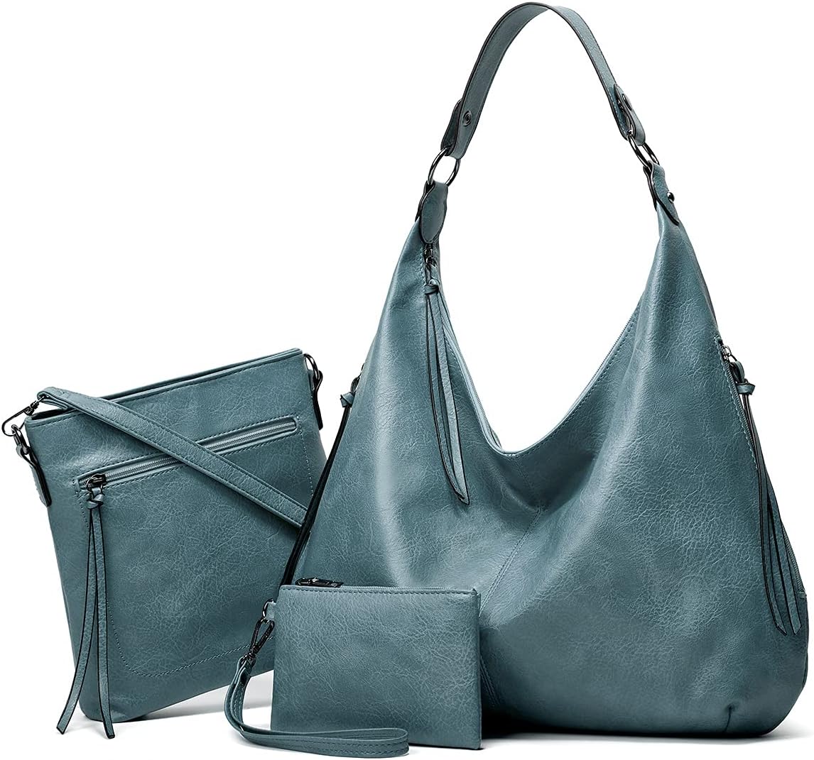 Ashioup Hobo Bags for Women Soft PU Leather Shoulder Bag Vintage Slouchy Handbag with Zipper