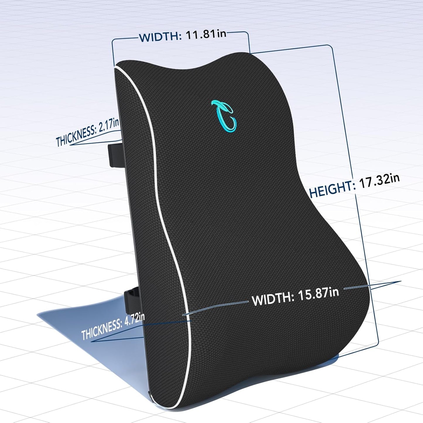 Lumbar Support Pillow for Office Chair Car Lumbar Pillow Back Cushion with 3D Mesh Cover, Lower Back Pain Relief Memory Foam Ergonomic Orthopedic Back Rest for Gaming Chair Desk Wheelchair Recliner…