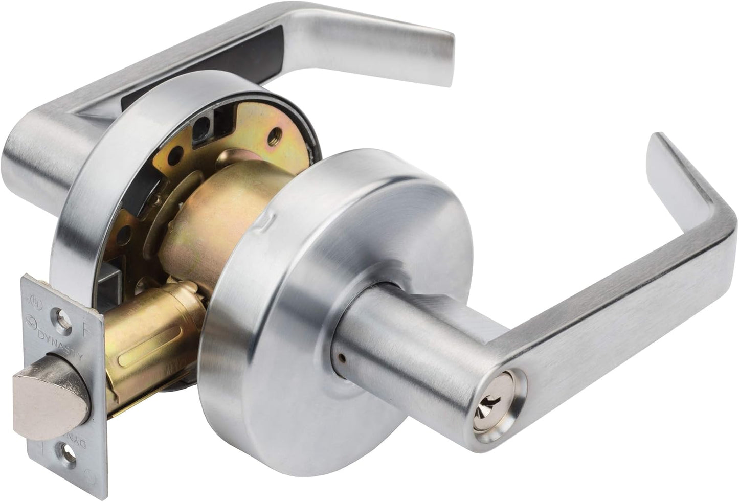 Dynasty Hardware AUG-00-26D Grade 2 Commercial Duty Office Door Keyed Lever Lockset, ADA, Satin Chrome Finish
