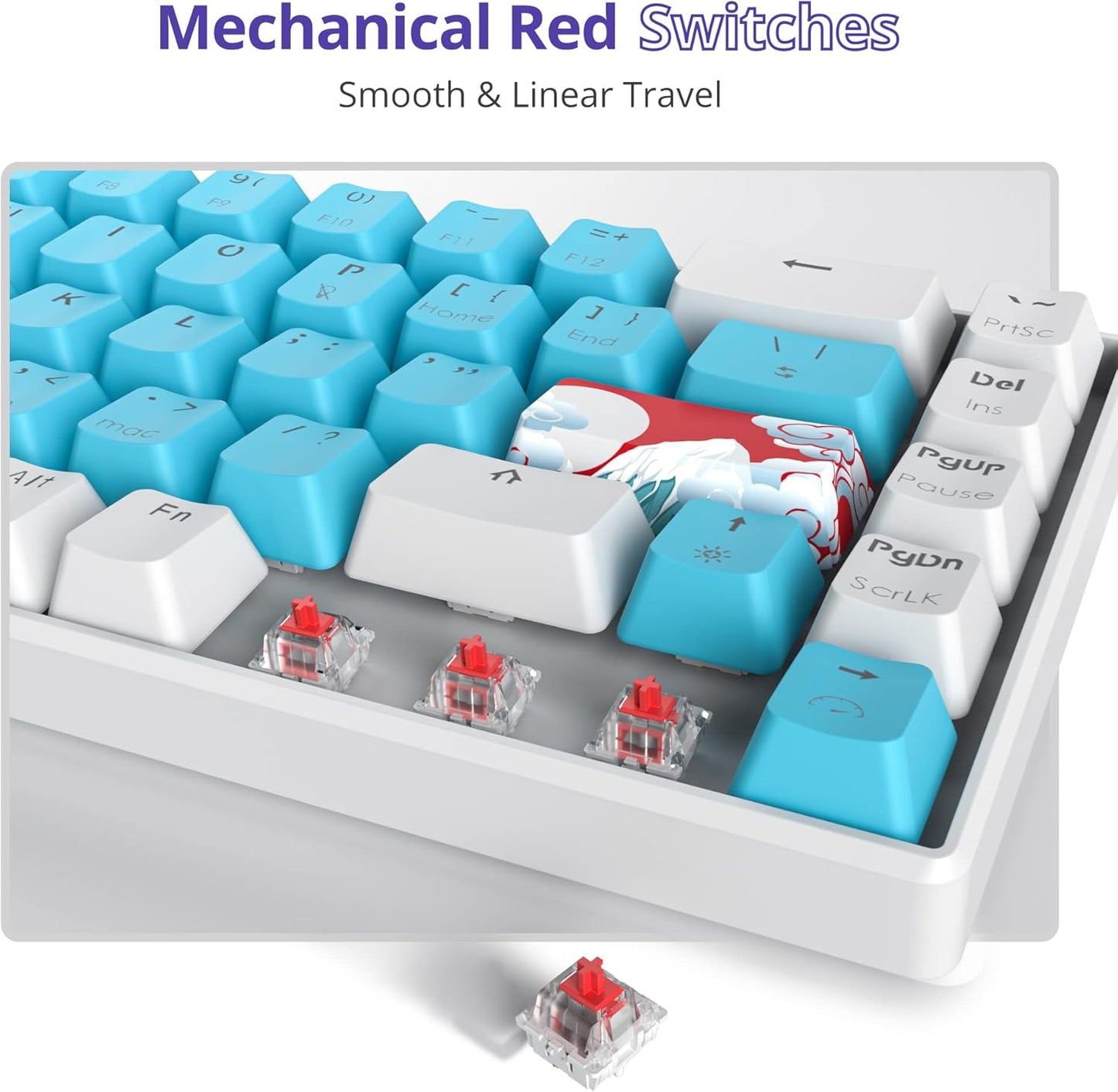 Fogruaden Full Size Mechanical Keyboard, Green Matcha Keyboard, Wired USB 104 Keys RGB Backlit Gaming Keyboard with Number Pad, Red Switches, NKRO Mechanical Keyboard for Windows Laptop PC Gamer