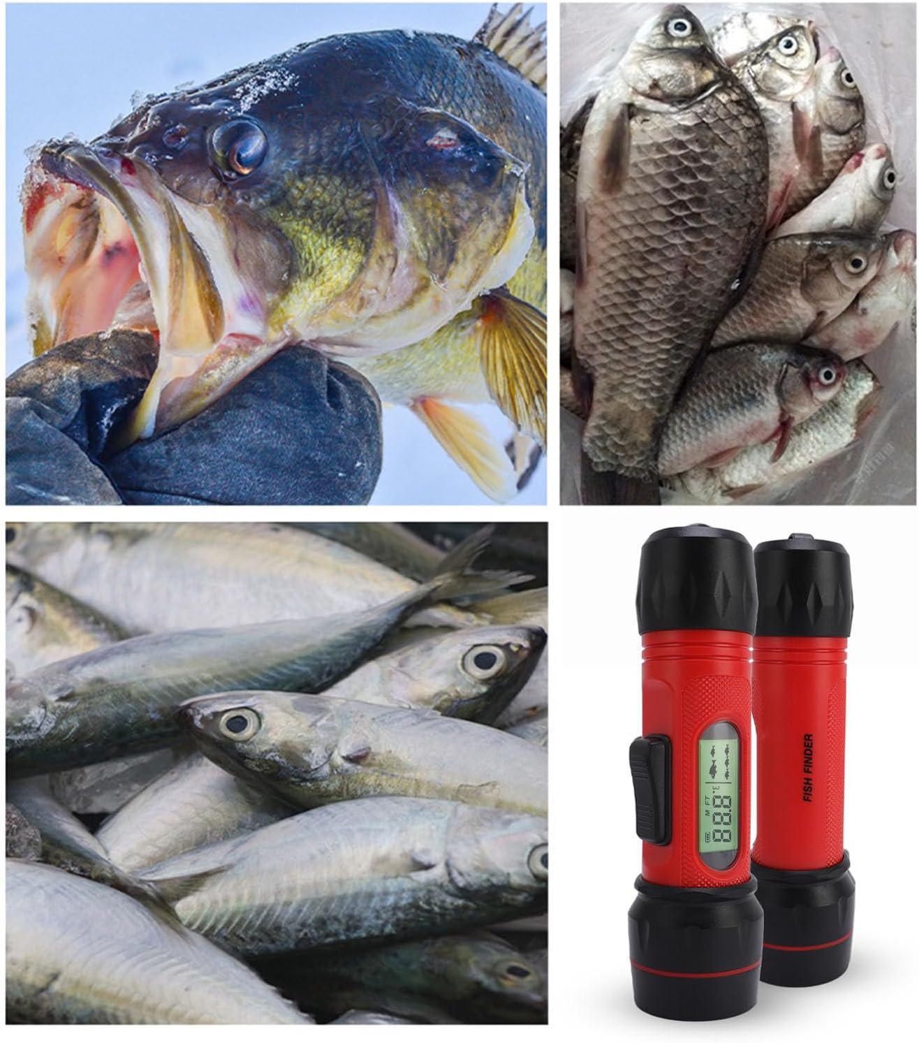 YUEHISY Portable Fish Finder with LCD Screen, Sonar Fish Finder with 45 Degree Detection Angle for Kayak Boat Fishing Ice Fishing