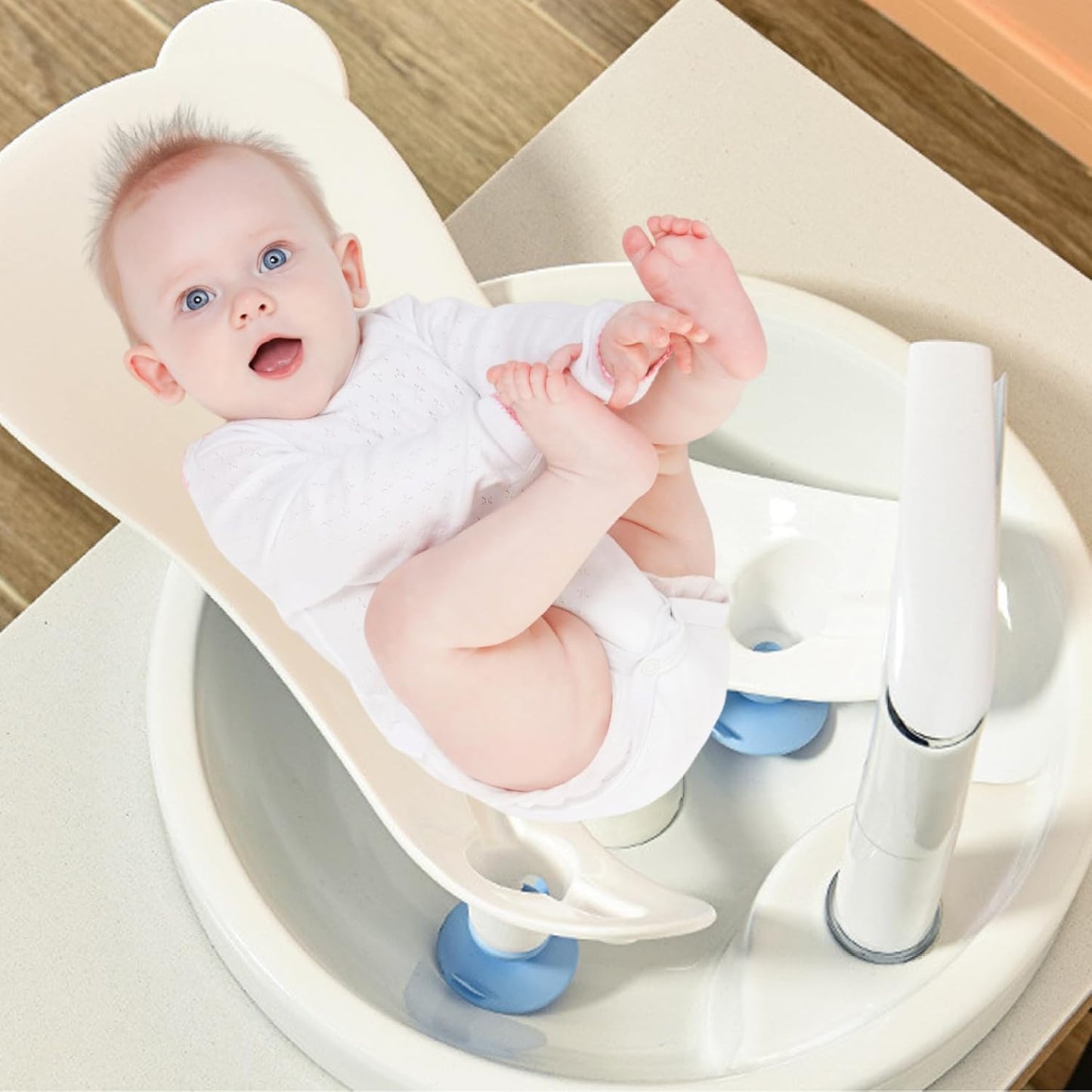 Baby Bathtub for Sink Baby Sink Bath with Suction Cup, Portable Ergonomic Design Bath, Safe PP Buttock Support Washing Tool for Counter Bathtub