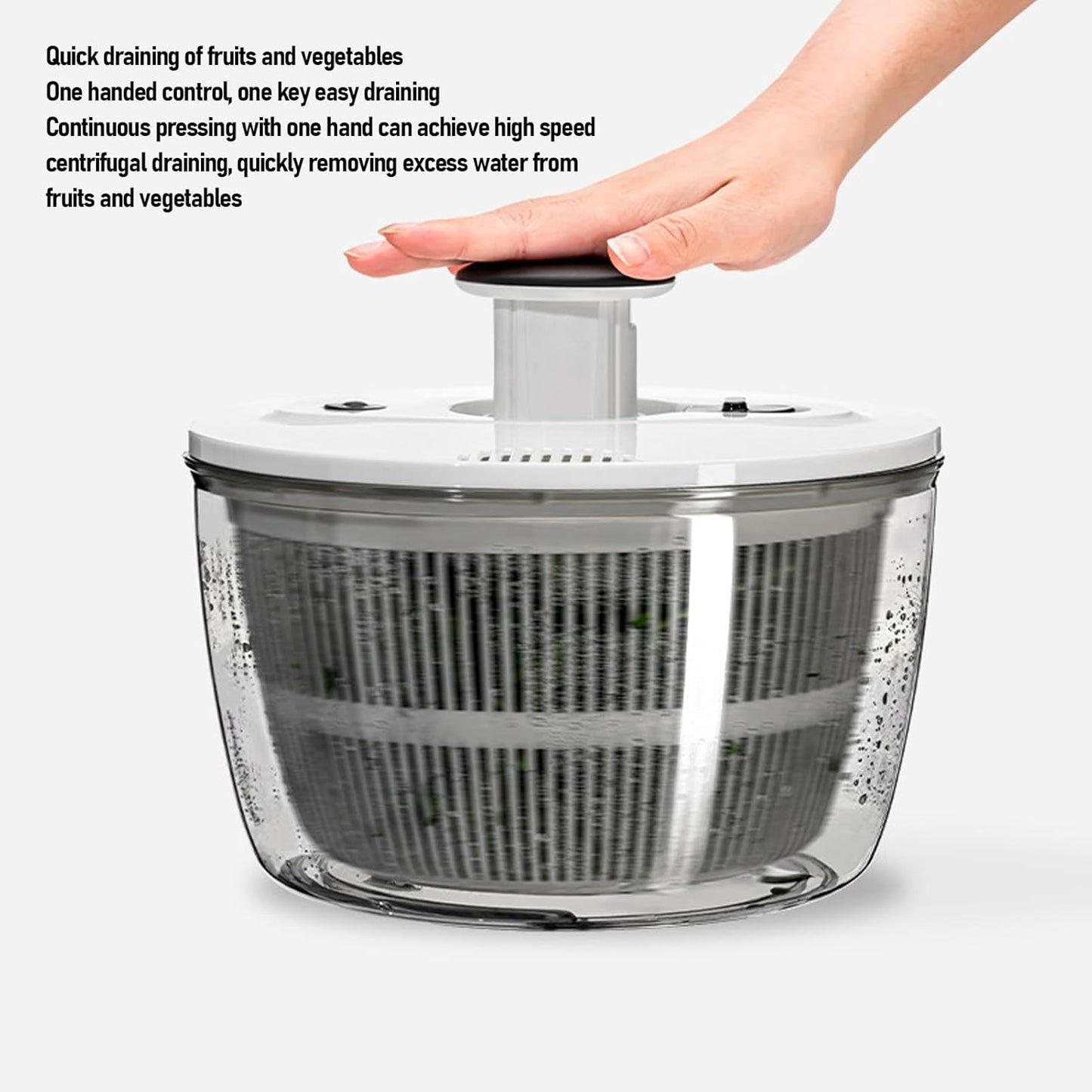 Luocute Salad Spinner, Large Capacity Transparent Fruit and Vegetable Washer Suitable for Kitchen (S 5.12x8.27in)
