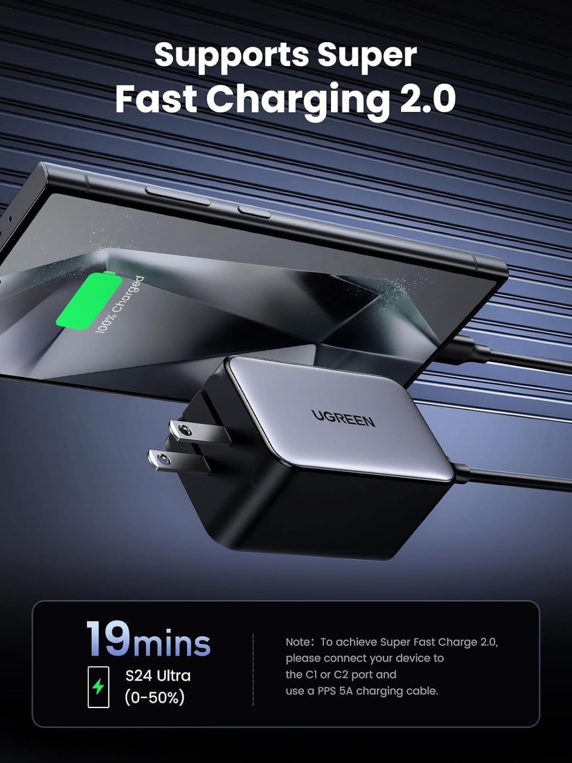 UGREEN Nexode 65W 4 Port GaN Fast Charging Block, 3 Port USB C Fast Compact Wall Charger Compatible with MacBook Pro/Air, iPhone 16 15 14 Pro, iPad, Galaxy S25/S24/S23, Pixel 8, Steam Deck