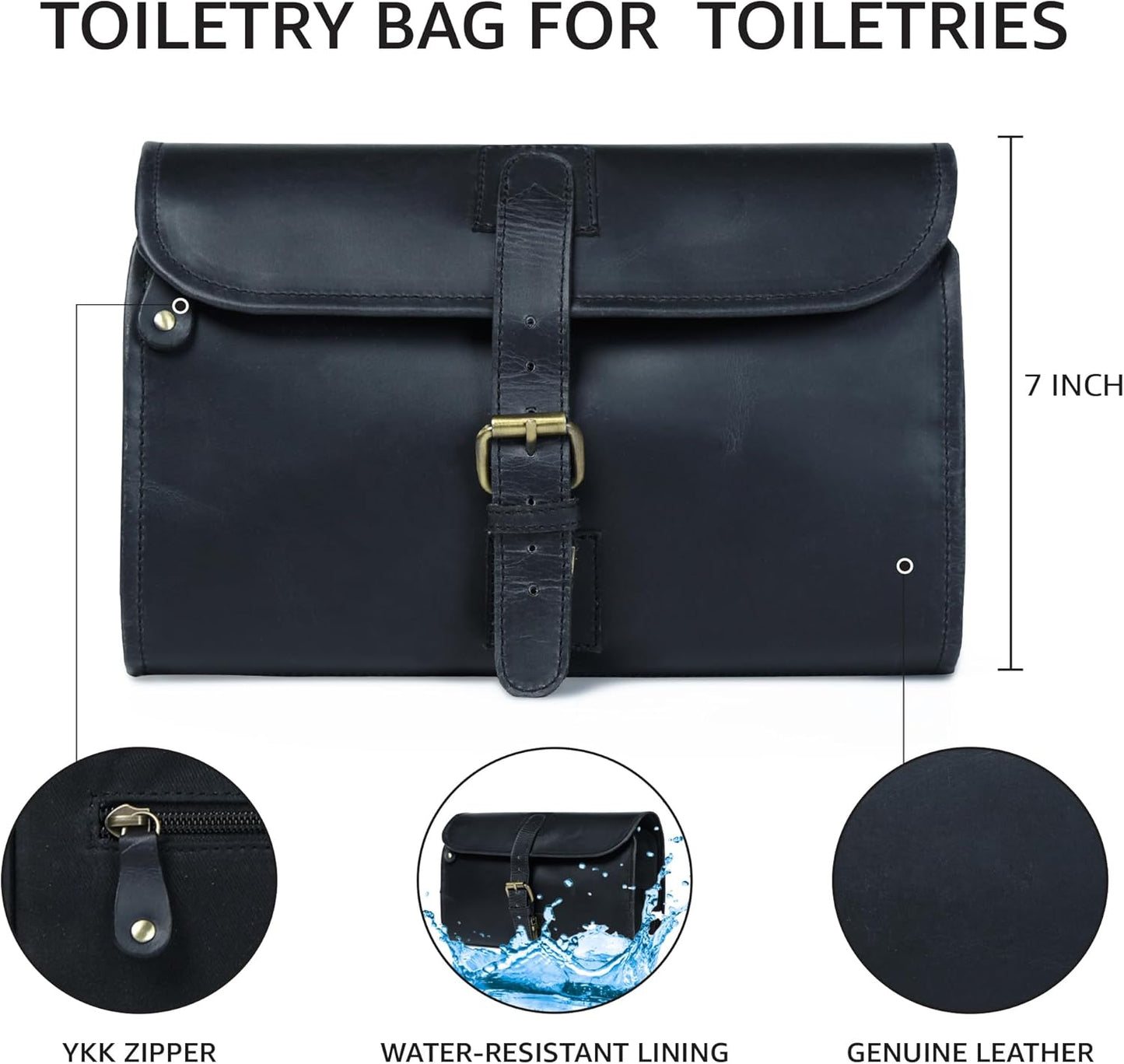 LEATHER VILLAGE Hanging Toiletry Bag for Men & Women, Handcrafted Vintage Cosmetic & Shaving Organizer Travel Dopp Kit- Brown