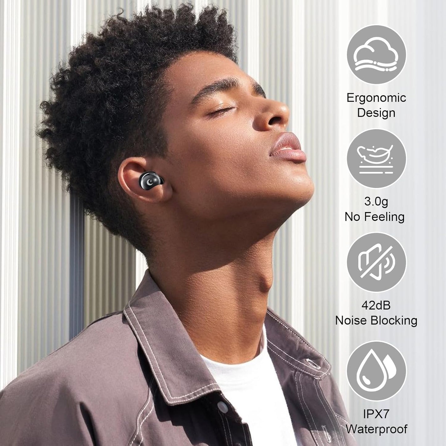 VEKJ Sleep Earbuds, Bluetooth 5.4 Mini Wireless Ear Euds with Multifunctional Touch Screen, 48H Bass Stereo Headphones with Sleep Mode/5 EQ Modes/ENC Noise Cancelling, IPX7 Earphones for iOS Android