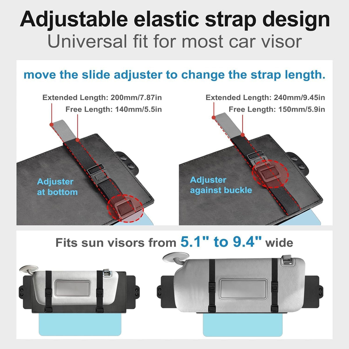 Sun Visor Extender for Car with 2 Side Sunshade, Polarized Car Visor Extender Sun Blocker, UV400 Visor Extender Attachment with PC Lens, Anti-Glare for Safe Driving