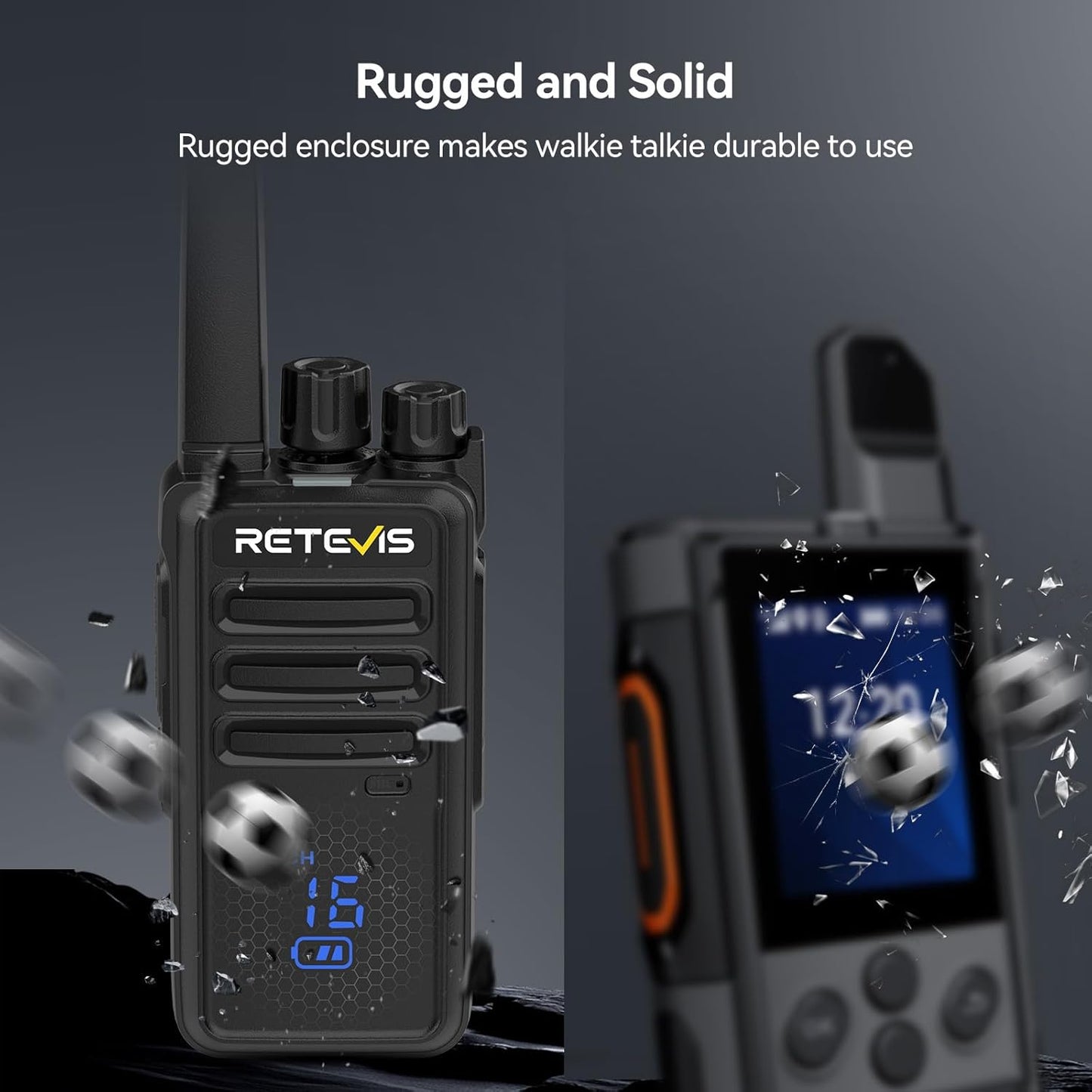 Retevis RT68H 2 Way Radios Long Range with 10 Way Charger,Walkie Talkies Rechargeable for Adults,Easier Charging,Easier Management,LED Display, Keypad Lock,Hands Free Compact Walkie Talkie (10 Pack)