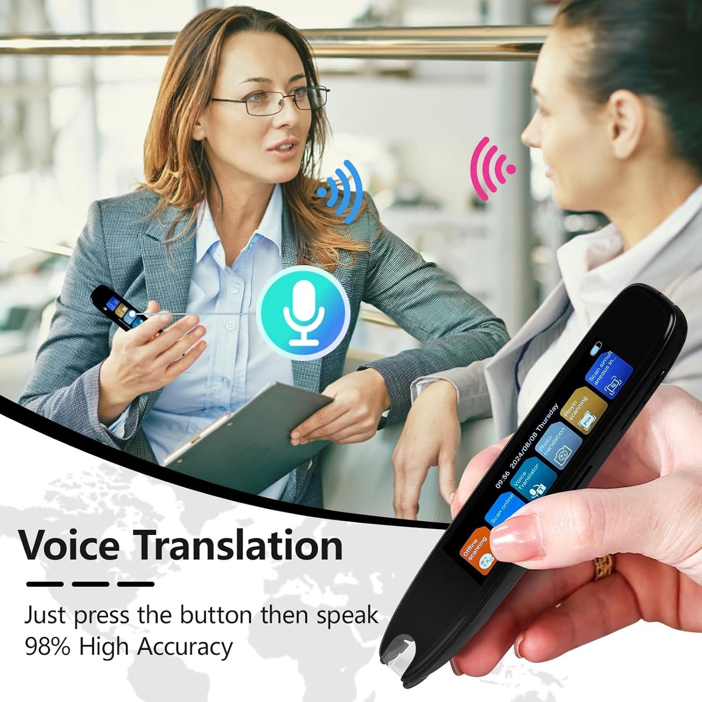 Scan Translation Pen with Camera, 142 Languages Two-Way Instant Translator Pen for Voice, Text, Photo, Offline Online Translation for Business Learning Travel, OCR Digital Reading Pen for Dyslexia