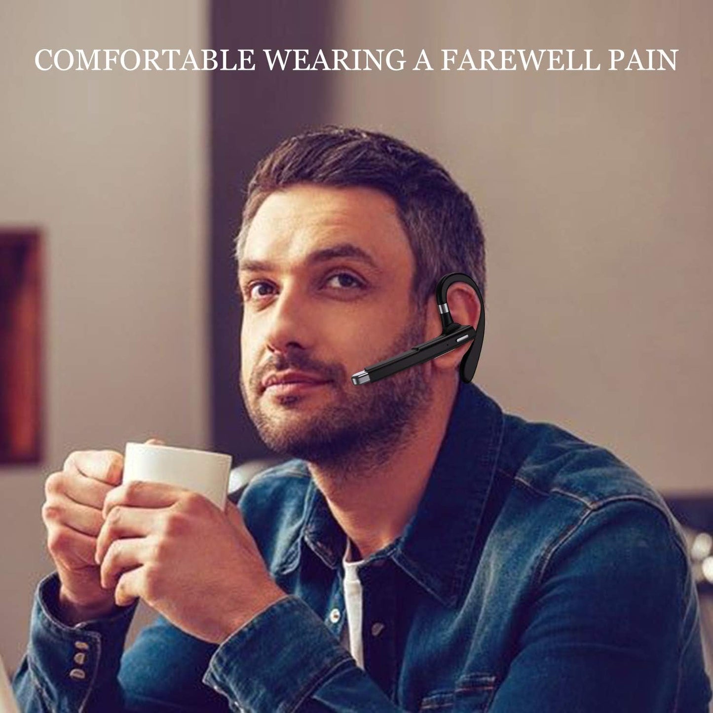 Bluetooth Headset V5.1, Bluetooth Earpiece for Cell Phones with Mic Noise Cancelling, Waterproof Hands-Free Earphones Wireless Headphone, for Business/Office/Driving Compatible with Android/iPhone