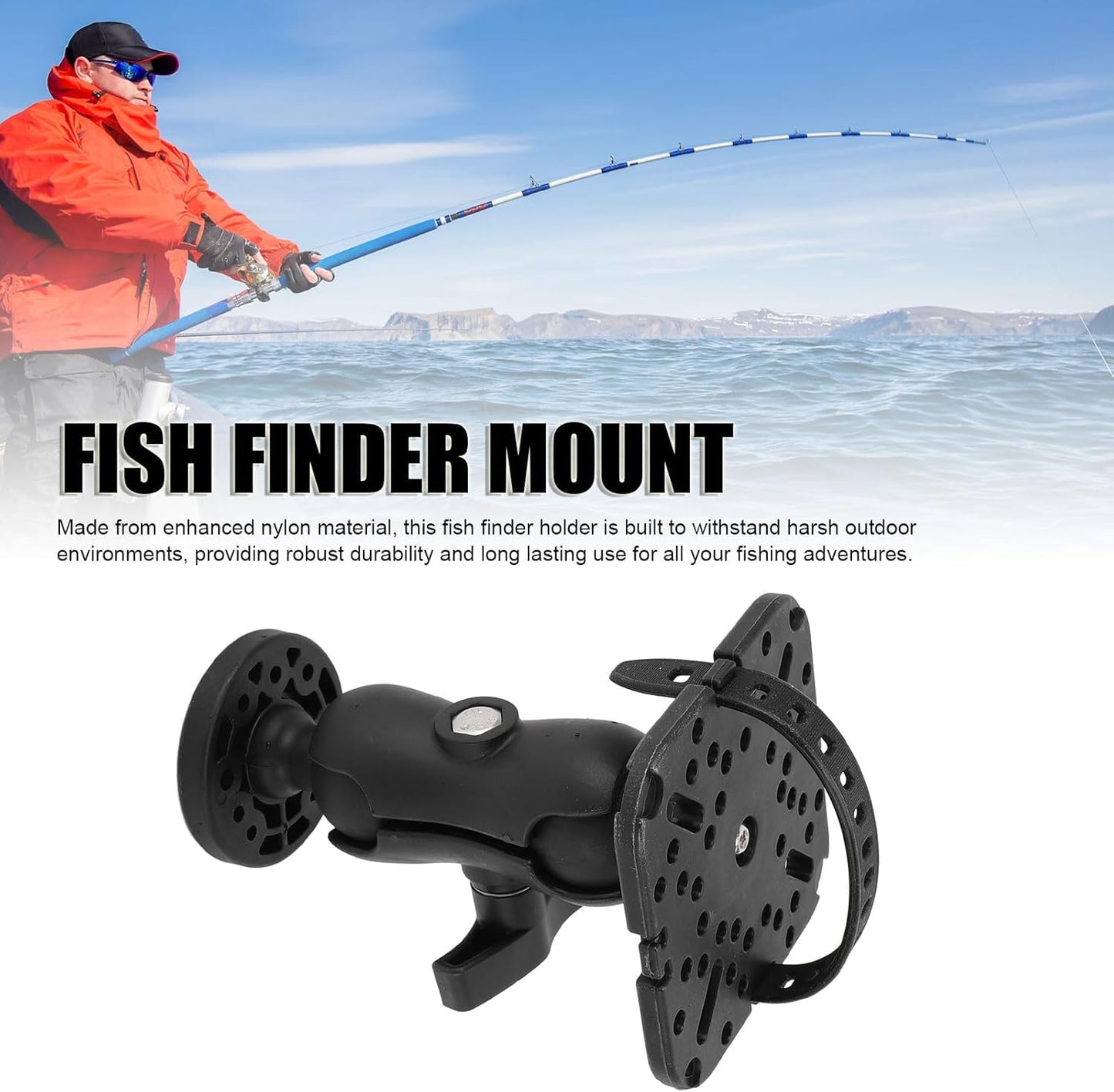 FAUOSWUK Fish Finder Mount Base, Boat Fish Finder Electronics Mount, Nylon Silicone Stable Clamping for Marine Boat Kayak Pontoon Canoe