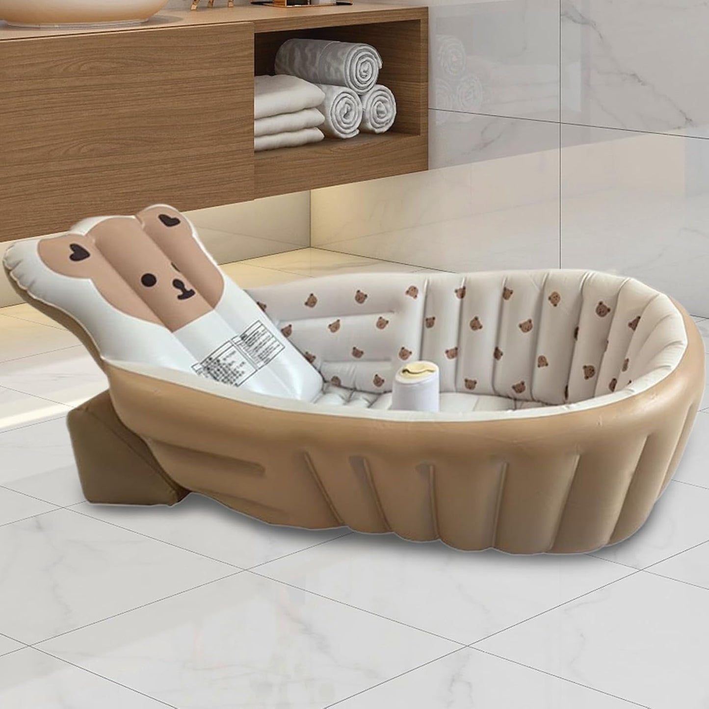 Baby Bath Tub, Inflatable Toddler Wash Tub Bath Seat With Pump | Adjustable Bathing Support Seat, Foldable Sitting Shower Bathtub For Camping Beach Travel Outdoor
