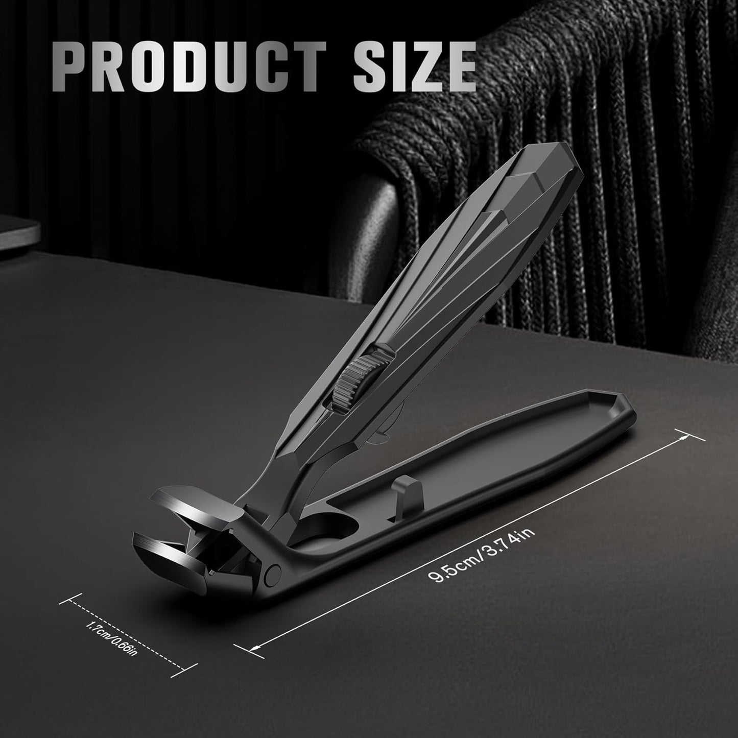 FERYES Angled Head Long Handled Toenail Clipper for Seniors - Large Wide Jaw Nail Clipper with Catcher for Thick Nails - Easier Trimming, Ergonomic Design (Black)