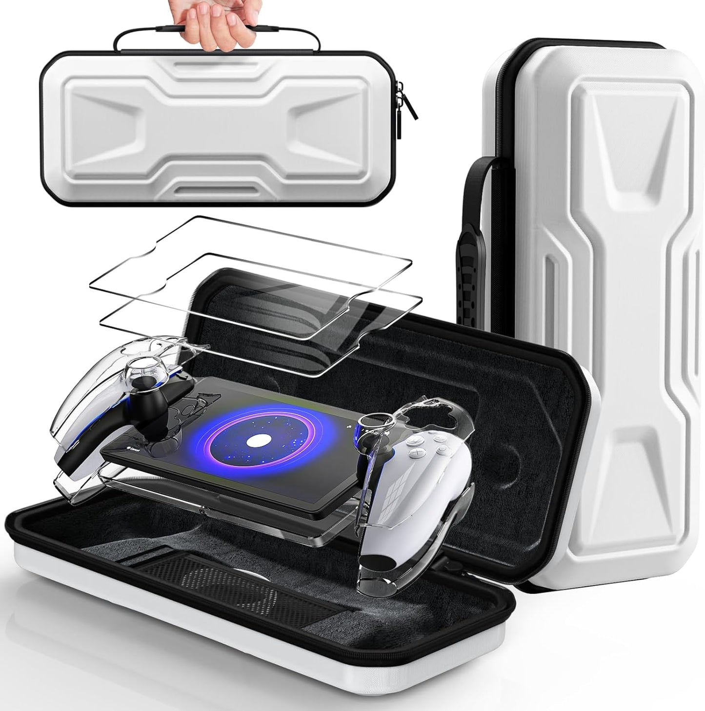 FYOUNG Carrying Case Accessories for PlayStation Portal, Full Protection Bundle with Tempered Glass Screen Protector, Protective Cover, Hard Shell Portable Travel Bag for PS5 Portal Remote Player