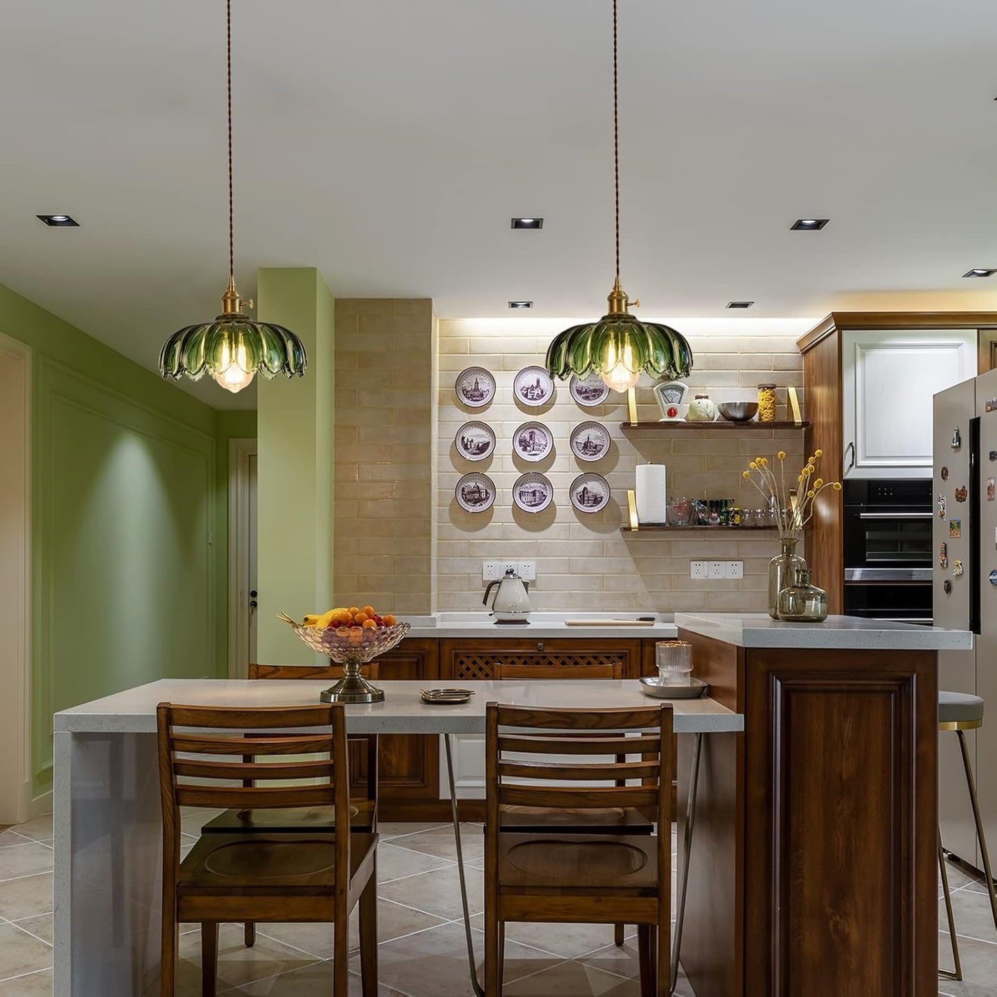 Purilite Select Modern Green Glass Pendant Light