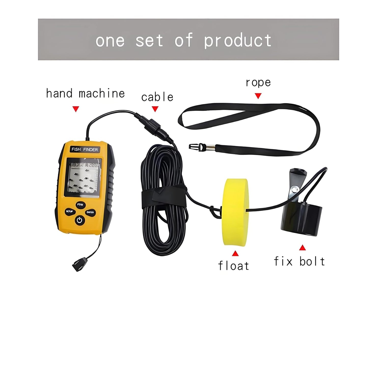 TL88 Fish Finder With Sonar Sensor Transducer, LCD Display, Portable for Boat and Ice Fishing, Handheld Depth Finder Kit