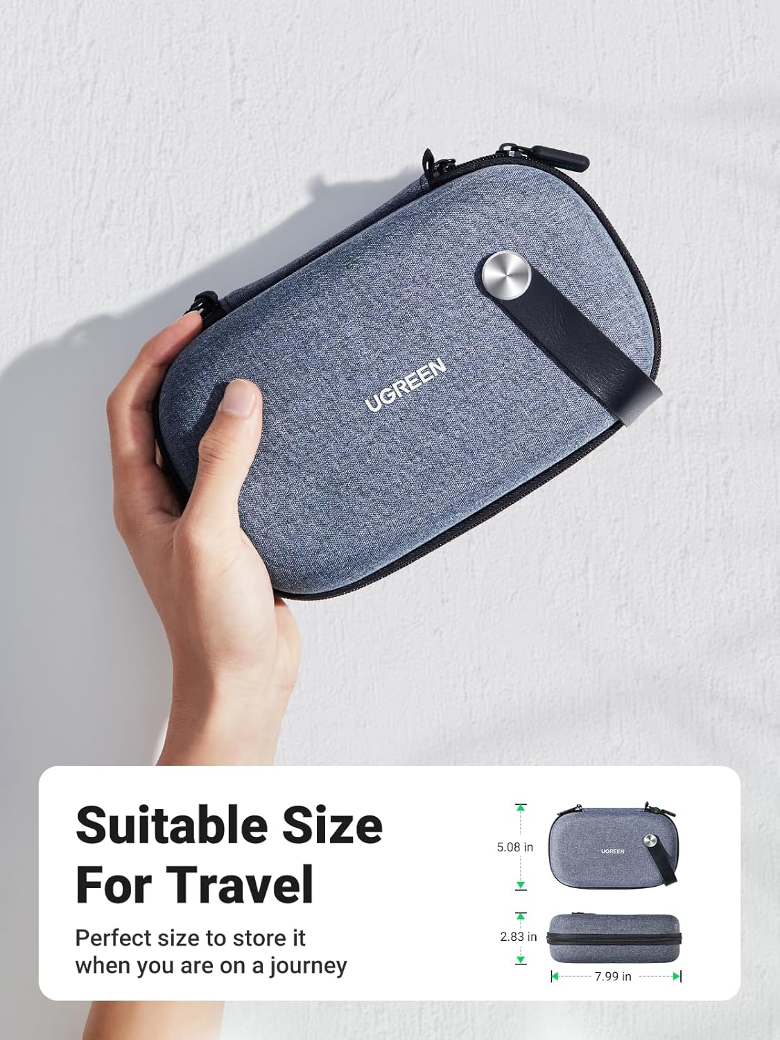 UGREEN Travel Case Universal Electronic Accessories Bag Cable Organizer Portable Carrying Pouch for Mini Speaker, USB Cable, Memory Cards, Power Bank, Hard Drive, Charger, Cosmetics, and More