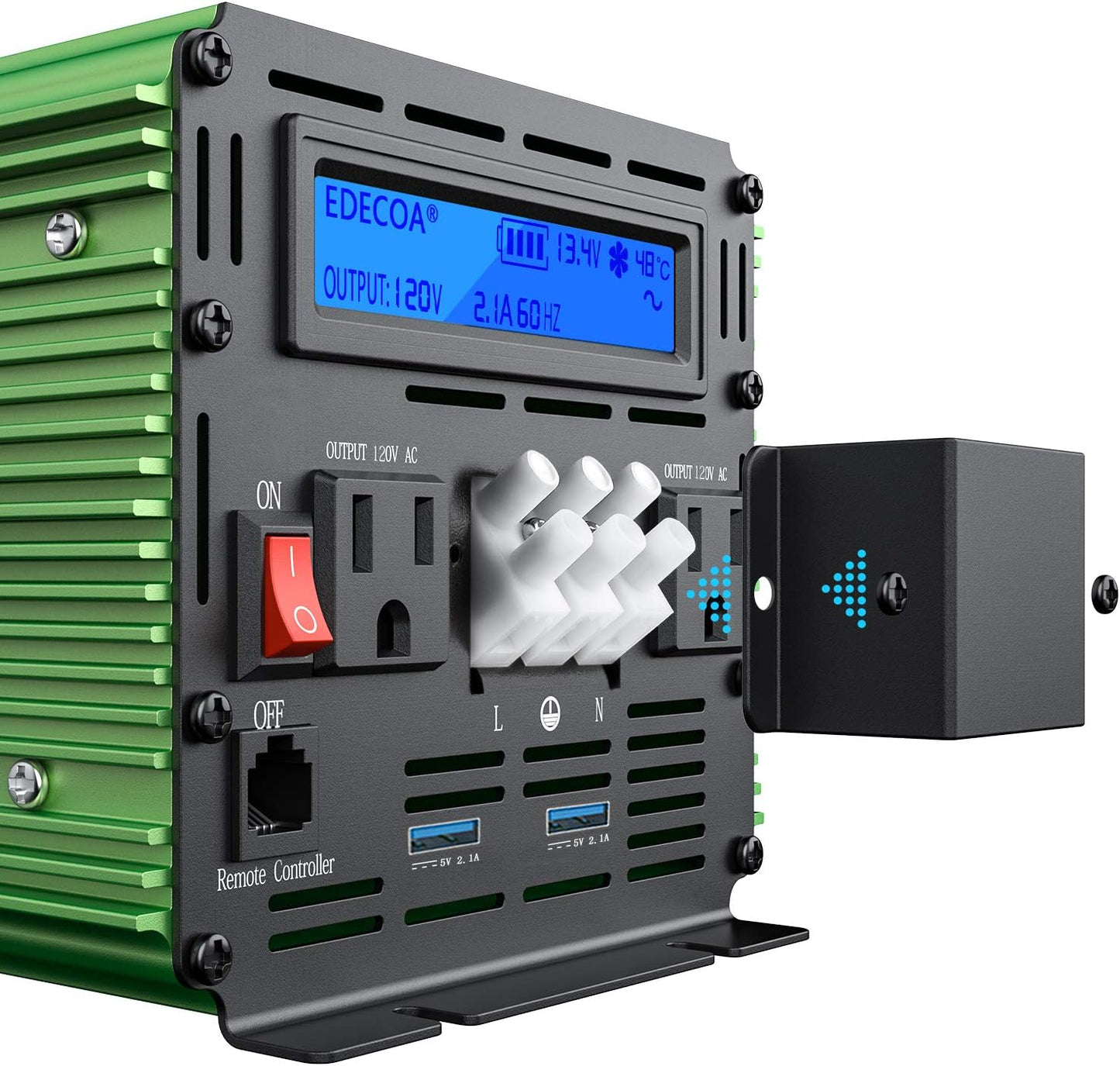 EDECOA 3000 Watt Power Inverter DC 12V to AC 110V 120V 3000W Converter for Car Truck RV with LCD and Dual USB Romte Controller (ETRC Remote)