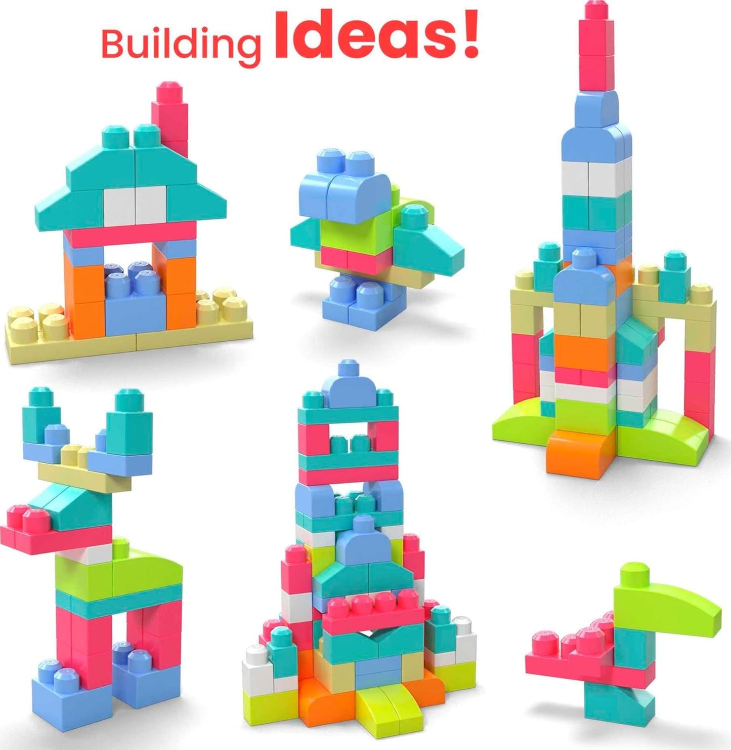 MEGA BLOKS First Builders Toddler Blocks Toys Set, Big Building Bag with 80 Pieces and Storage, Blue, Ages 1+ Years