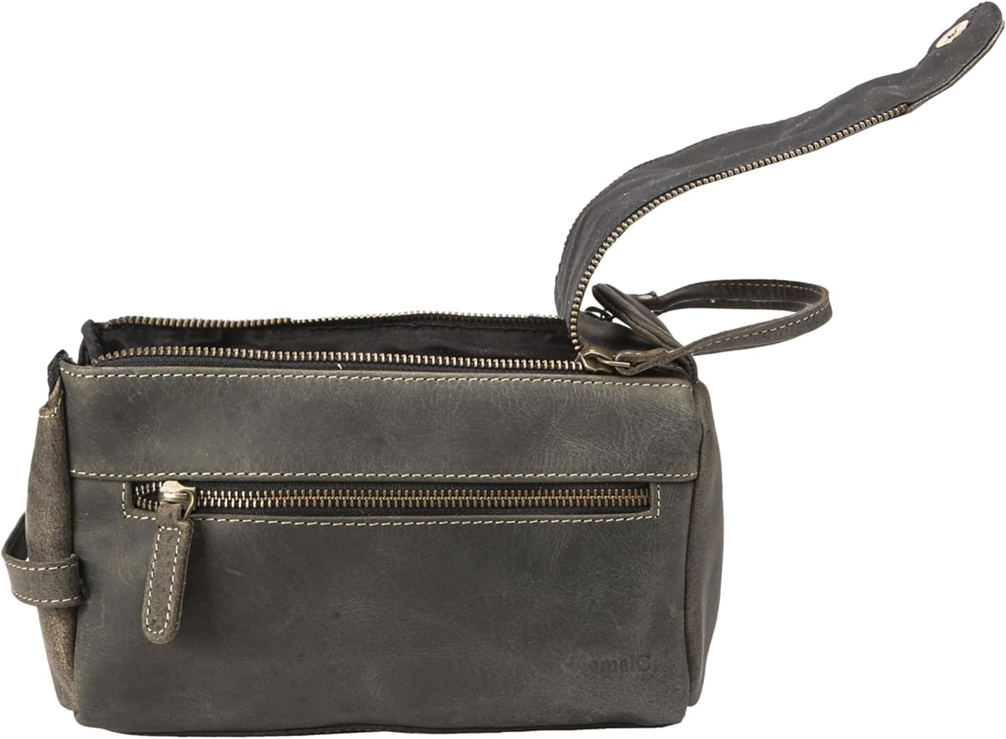 Premium Buffalo Leather Unisex Toiletry Bag Travel Dopp Kit Shaving kit (Distressed Tan)
