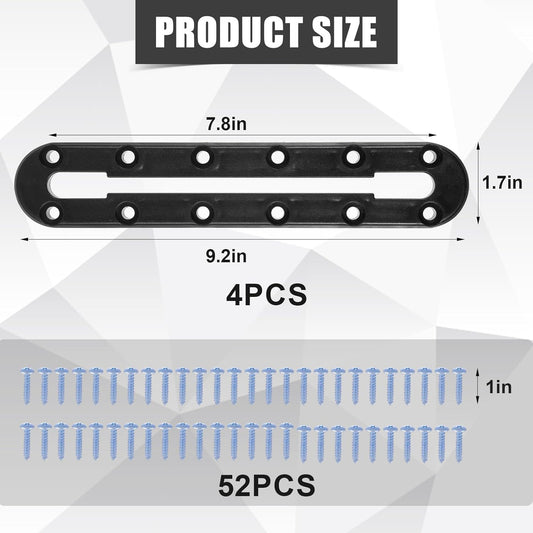4pcs Kayak Tracks, 9.2 inch Kayak Low Profile Track with 52 Screws Kayak Rail Accessories Kayak Gear Track Mount for Fishing Rods Cup Holders Paddles Fish Finders Anchor Cleats - PuriLite