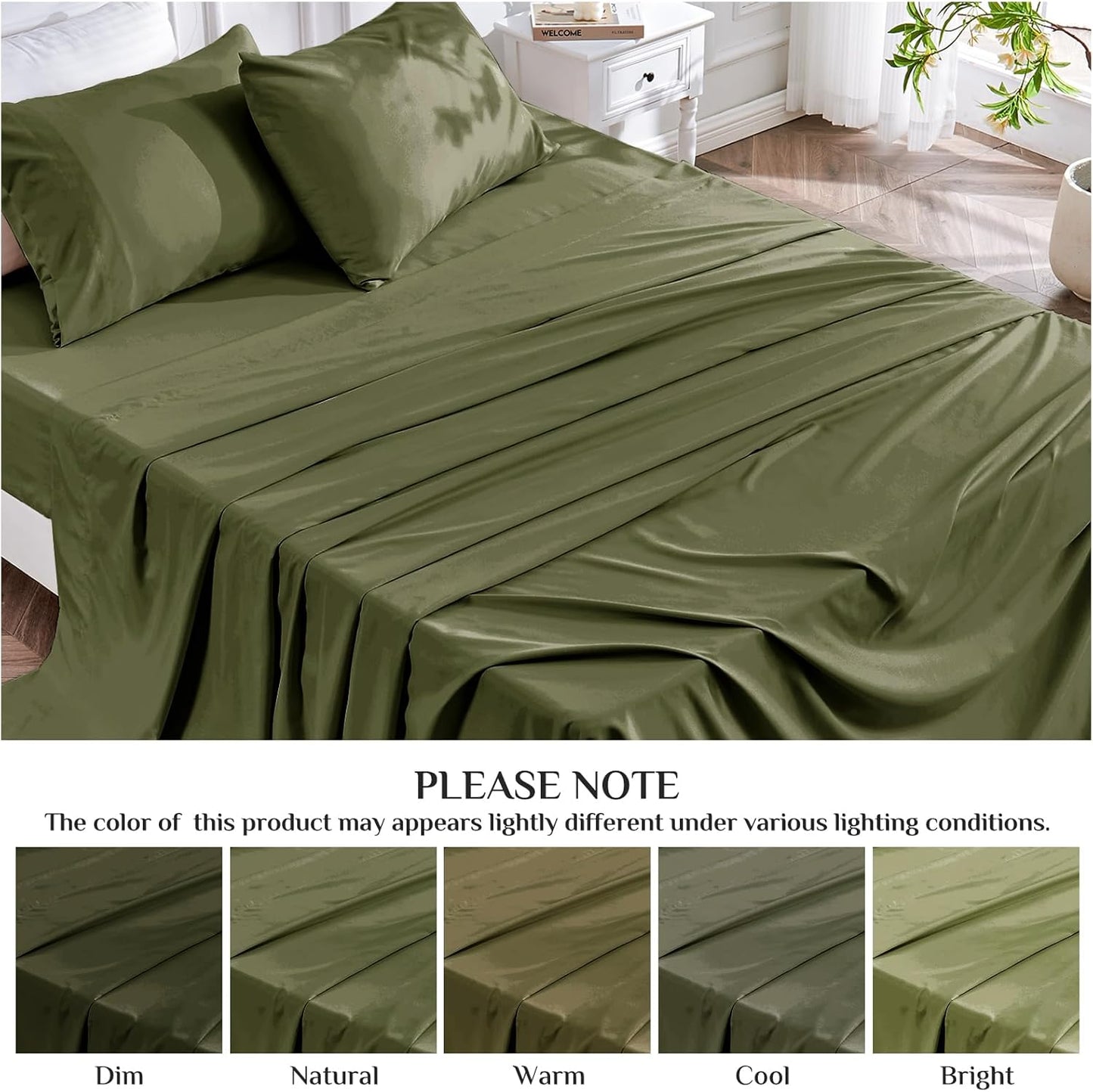 JOLLYVOGUE Queen Size Bed Sheet Set - 4 Piece Bed Sheets Set with Deep Pocket - Soft Breathable & Cooling - Resists Shrinkage & Fading Draps Queen - Easy Care (Dark Grey)
