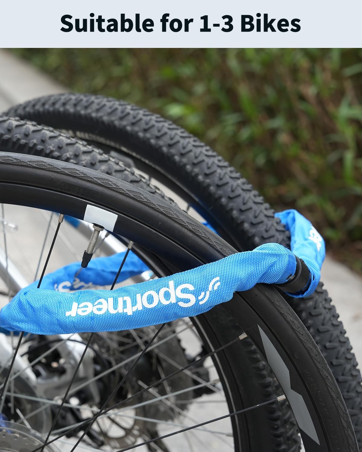 Sportneer Bike Lock Anti-Theft Bicycle Chain Lock Heavy Duty 0.32inch/8mm Thicker Motocycle Lock High Security with 2 Keys for Bike, Scooter, Moto, Door, Gate Fence