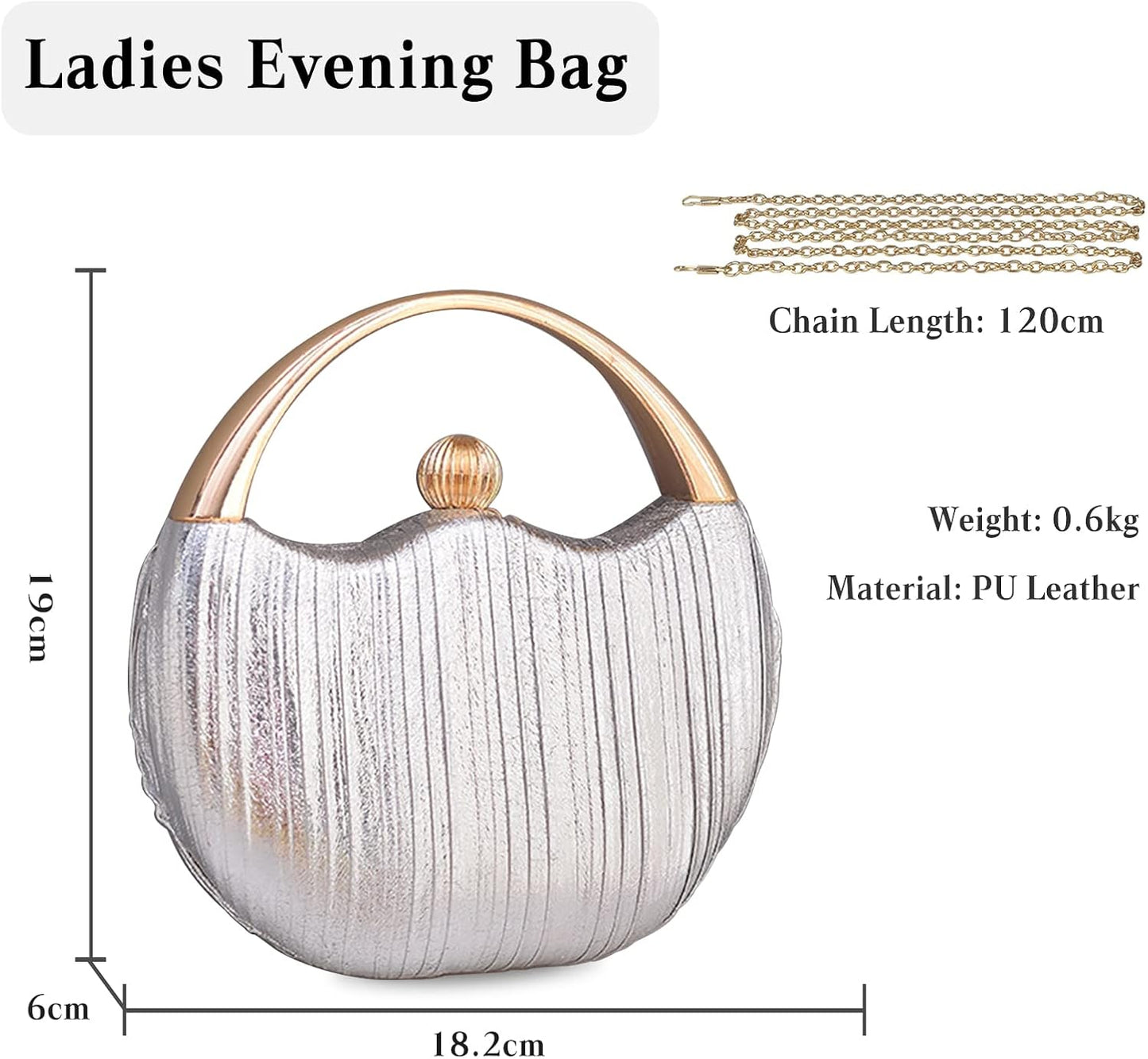 CORIOS Women Clutch Bag Glitter Evening Bag Bridal Wedding Purse Elegant Shoulder Bag