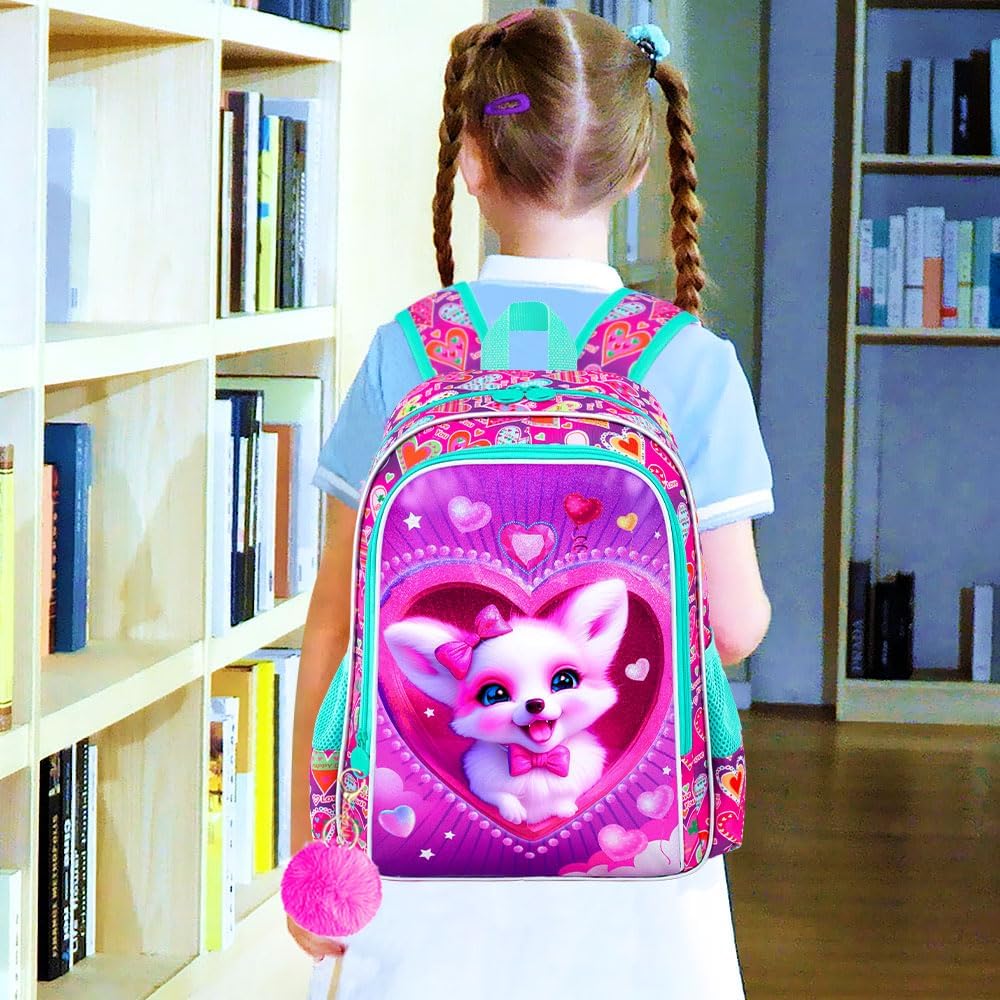3pcs Backpack for Boys and Girls, 16” Kids Kindergarten Bookbag with Lunch Box, Cute Elementary Backpacks for Boy Girl
