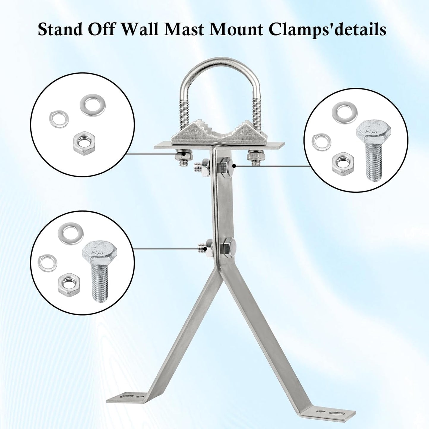 XRDS-RF 16 Inch Heavy-Duty Wall Mount Stand Off Mast for TV Antenna - Windproof Mounting Bracket (2-Leg + 2-Leg)