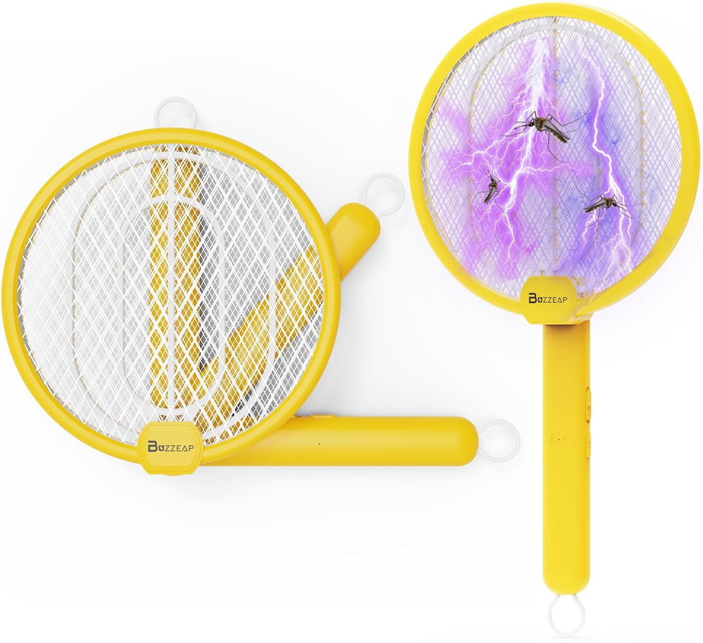 2 in 1 Electric Fly Swatter, 4000V Foldable Bug Zapper Racket, Rechargeable Mosquito Racket with UV Light Trap, Electronic fly zapper with 3 Layer Safety Mesh for Indoor and Outdoor, USB C, Dual Modes