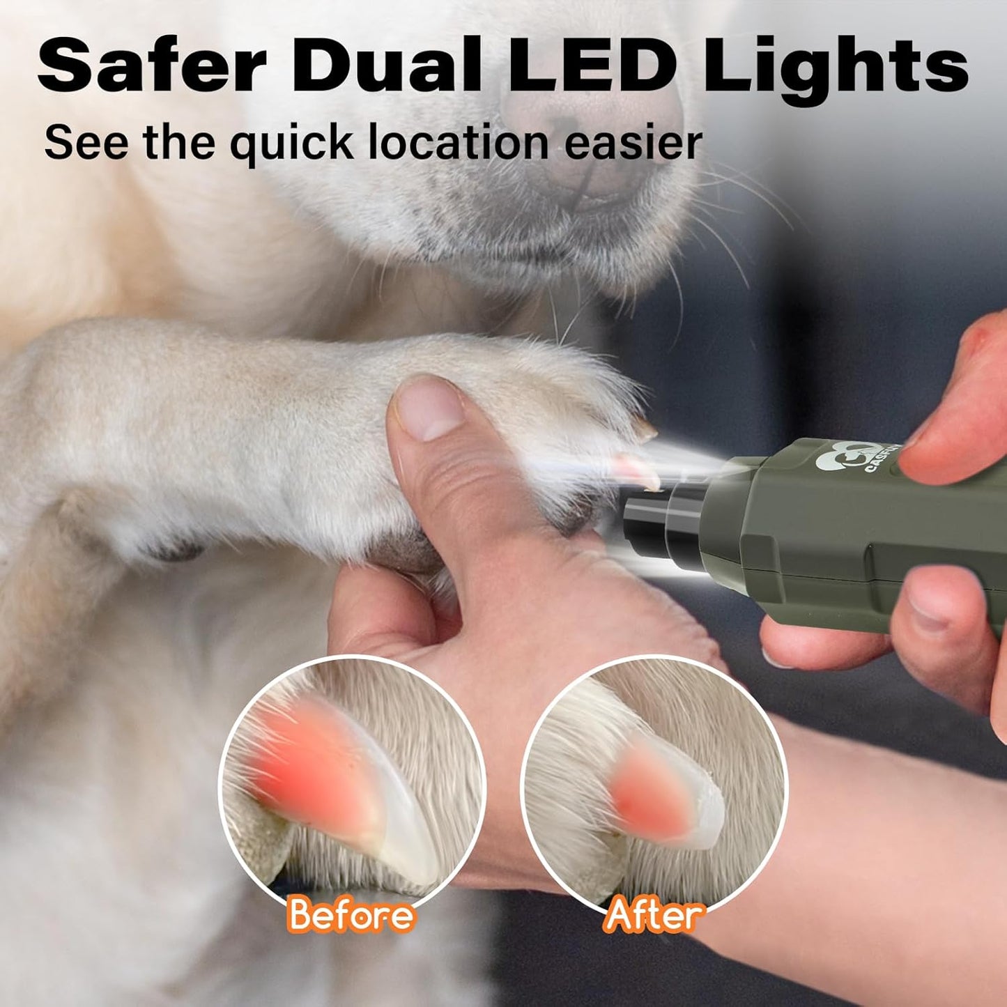 Casfuy 6-Speed Dog Nail Grinder Newest - Super Quiet Pet Nail Grinder Rechargeable Electric Dog Nail Trimmer Professional Paws Grooming & Smoothing Tool for Large Medium Small Dogs (Bright Blue)