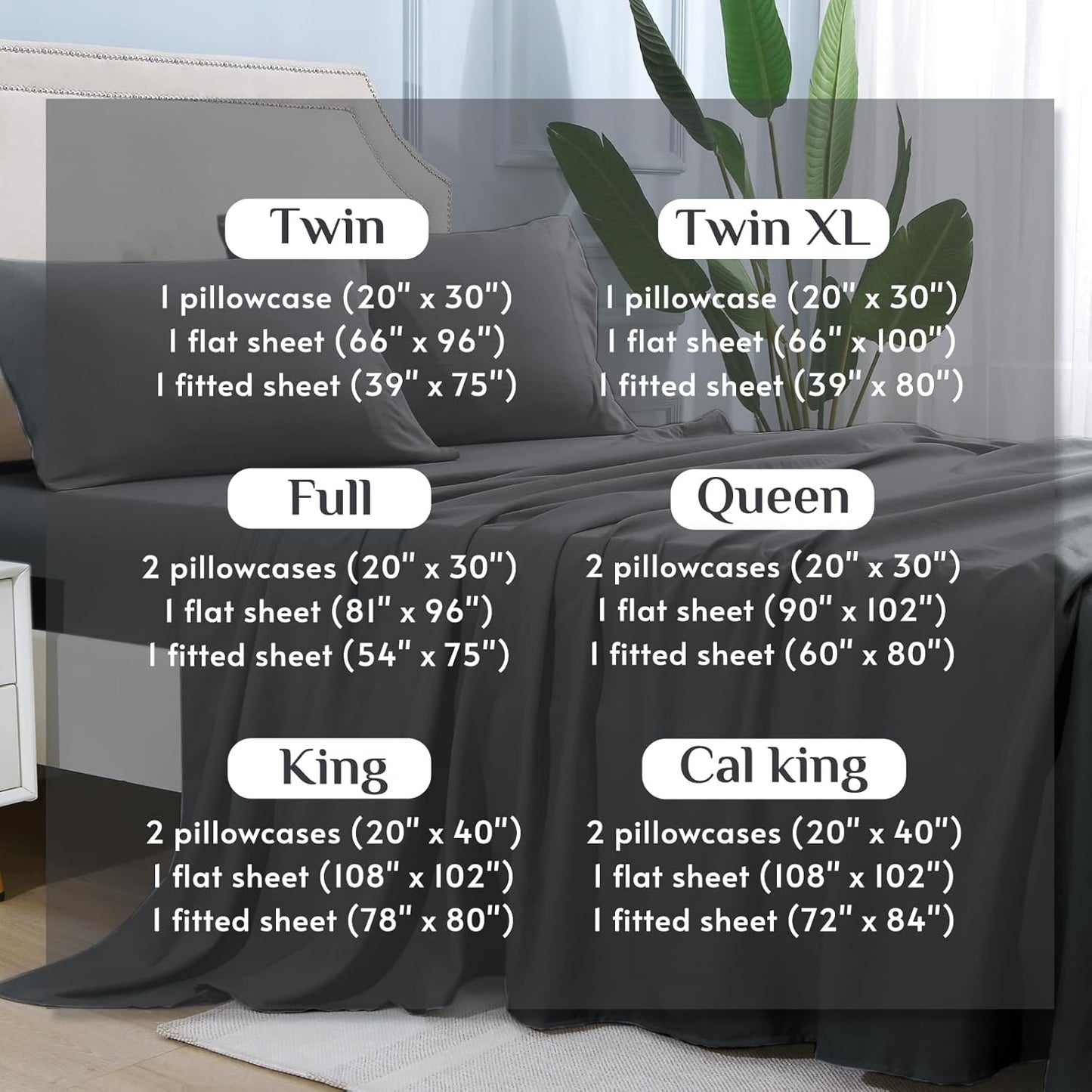 JOLLYVOGUE Queen Size Bed Sheet Set - 4 Piece Bed Sheets Set with Deep Pocket - Soft Breathable & Cooling - Resists Shrinkage & Fading Draps Queen - Easy Care (Dark Grey)